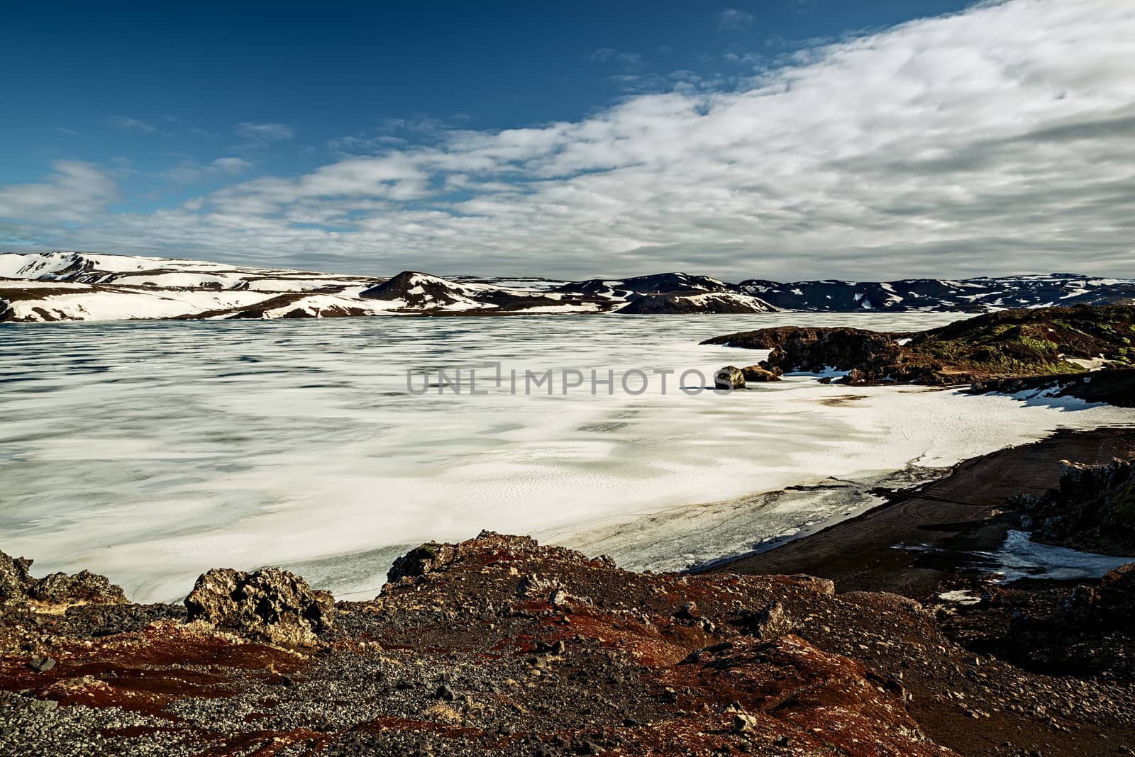 Kleifarvatn lake in winter in a sunny day Iceland by LuigiMorbidelli