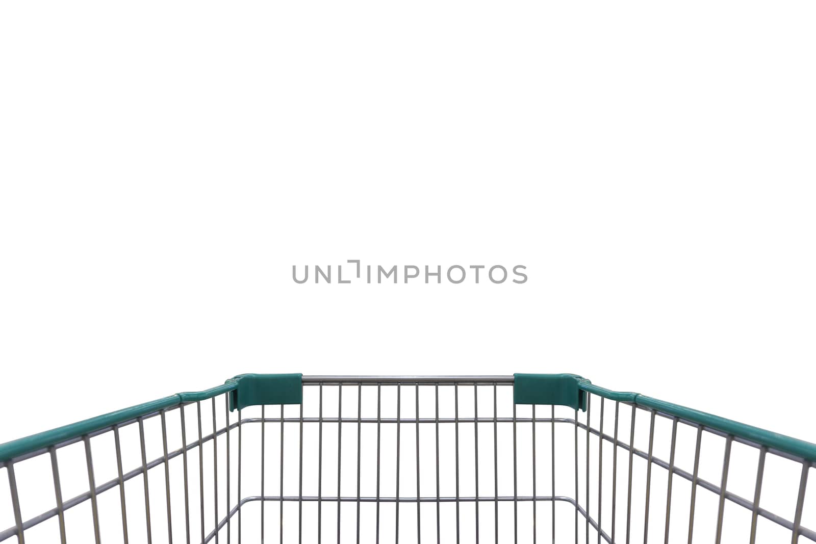 Point of view, Shopping cart In the mall isolated on white background, Clipping path