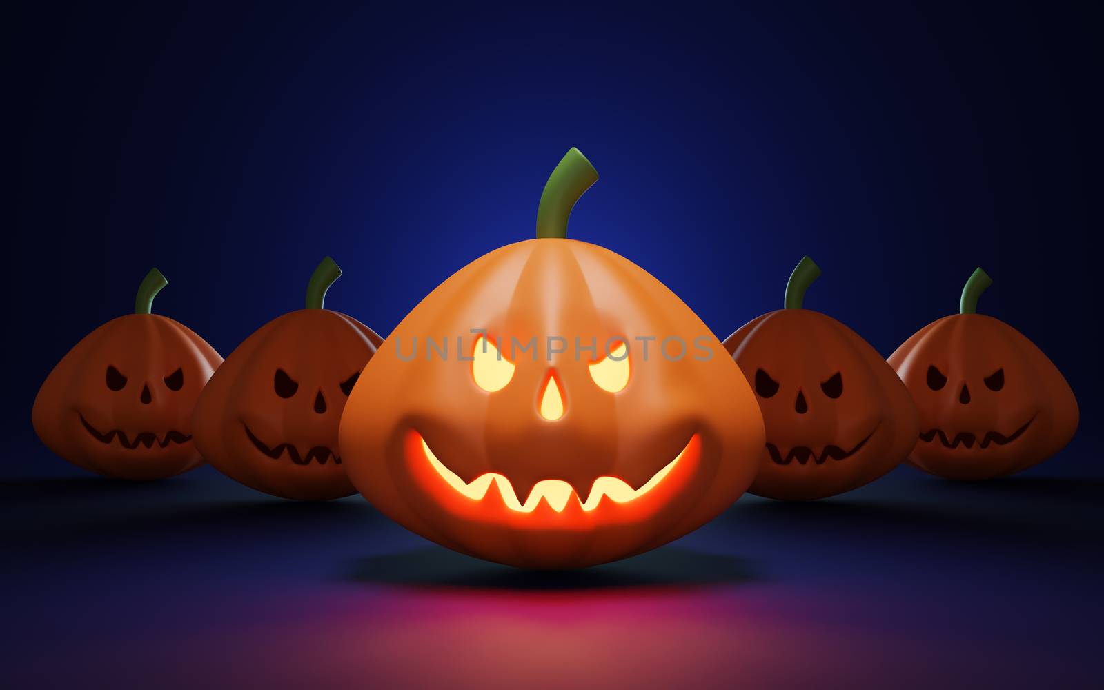 Happy halloween pumpkin background. Jack O Lantern is a carved pumpkin. 3d rendering.
