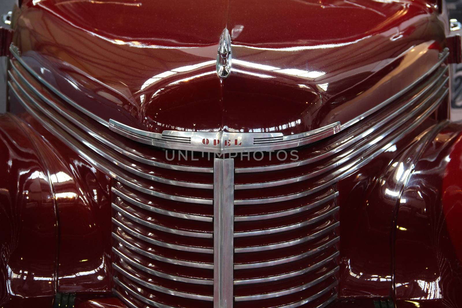 Close-up of an old old car grille.