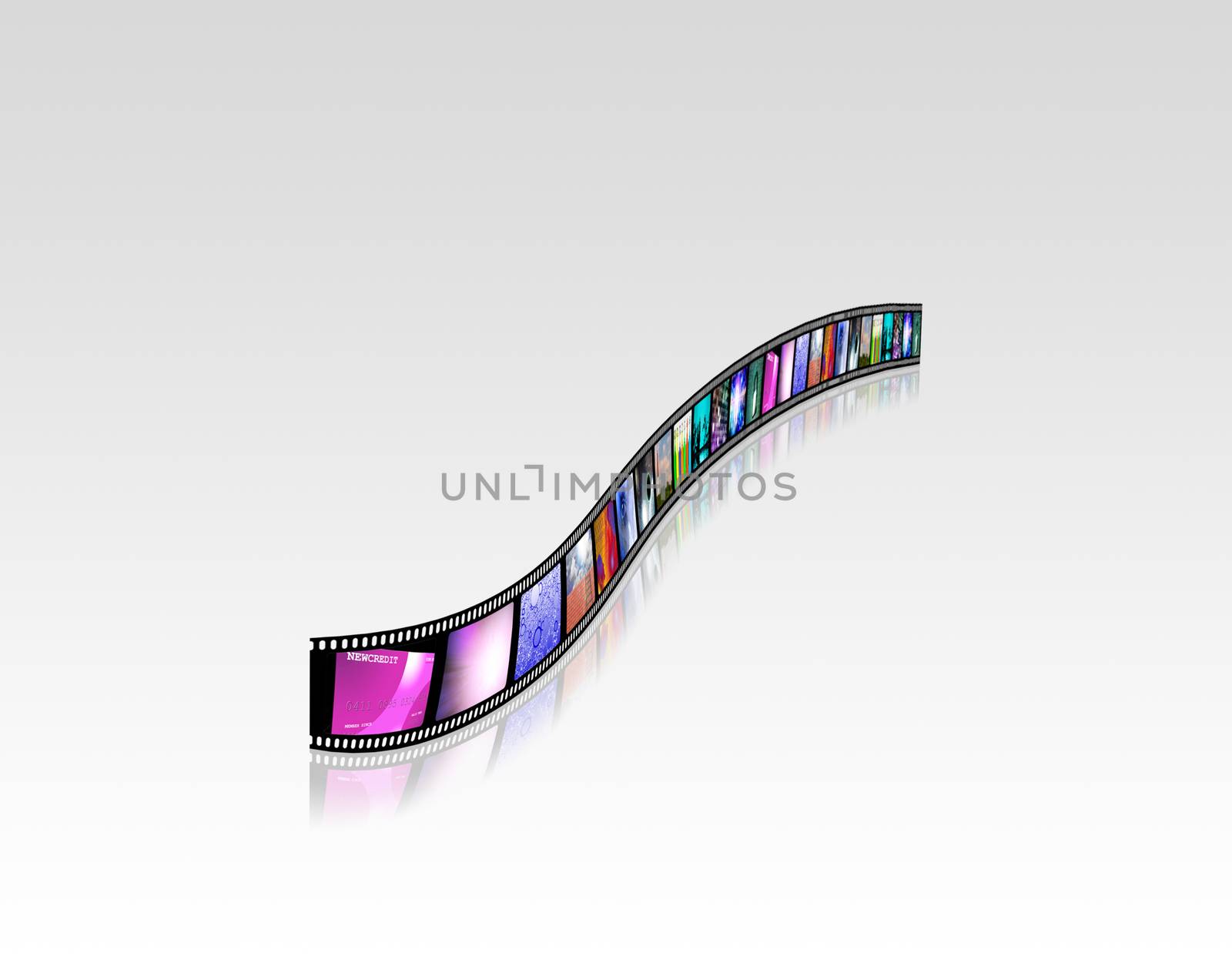 Film strip of surreal and abstract footage. 3D rendering