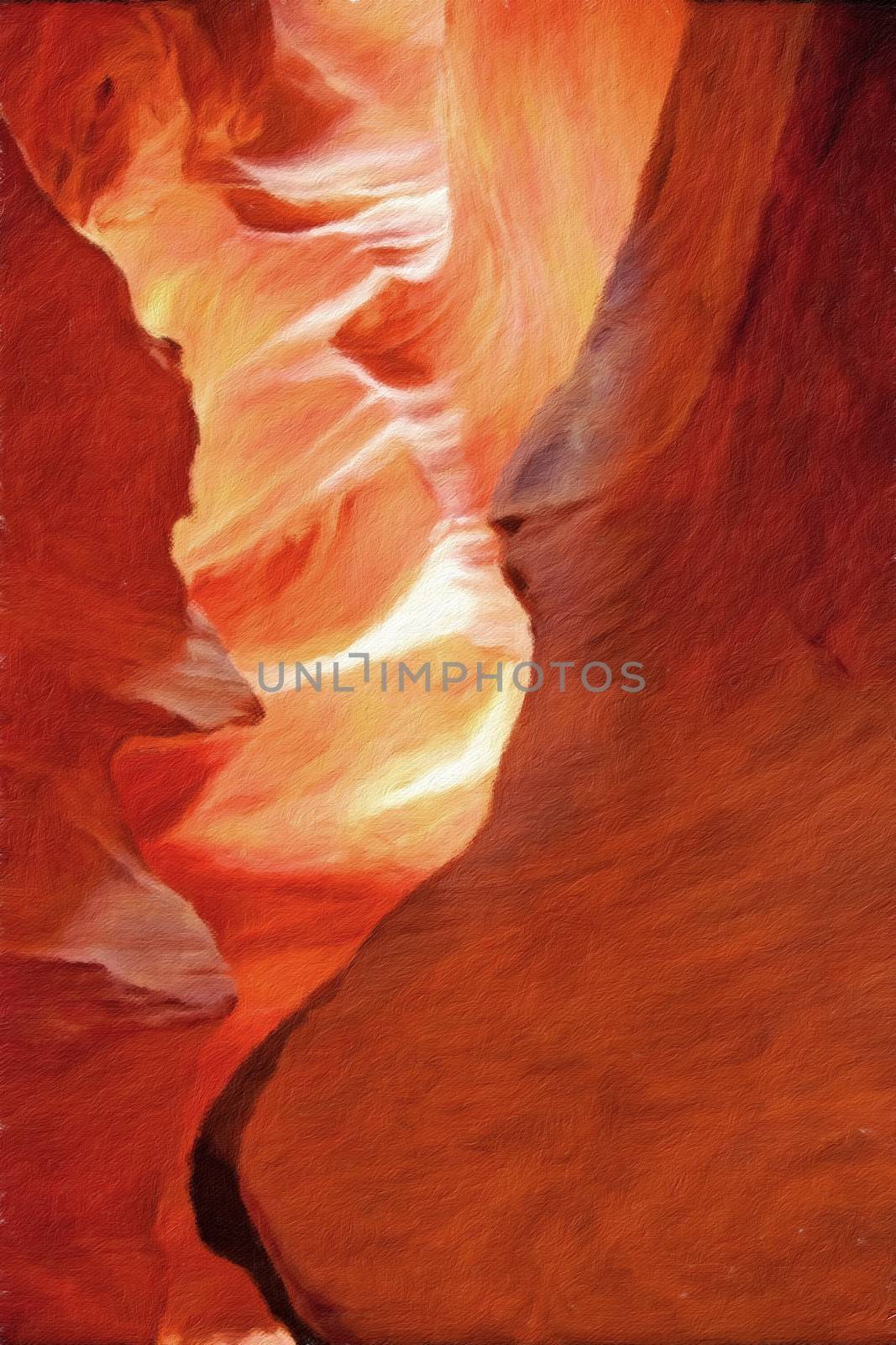 Antelope Canyon USA. Oil painting. Canvas. 3D rendering