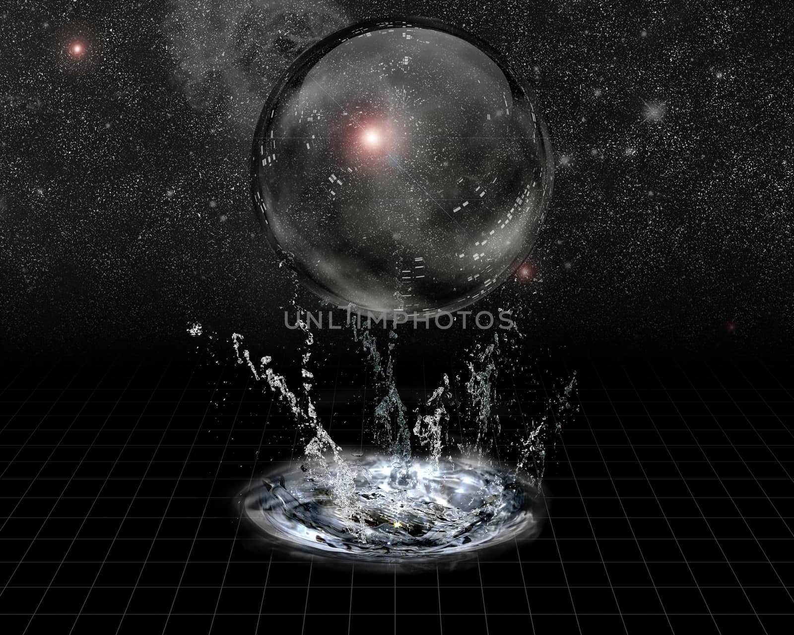 Crystal Sphere and splash before stars by applesstock