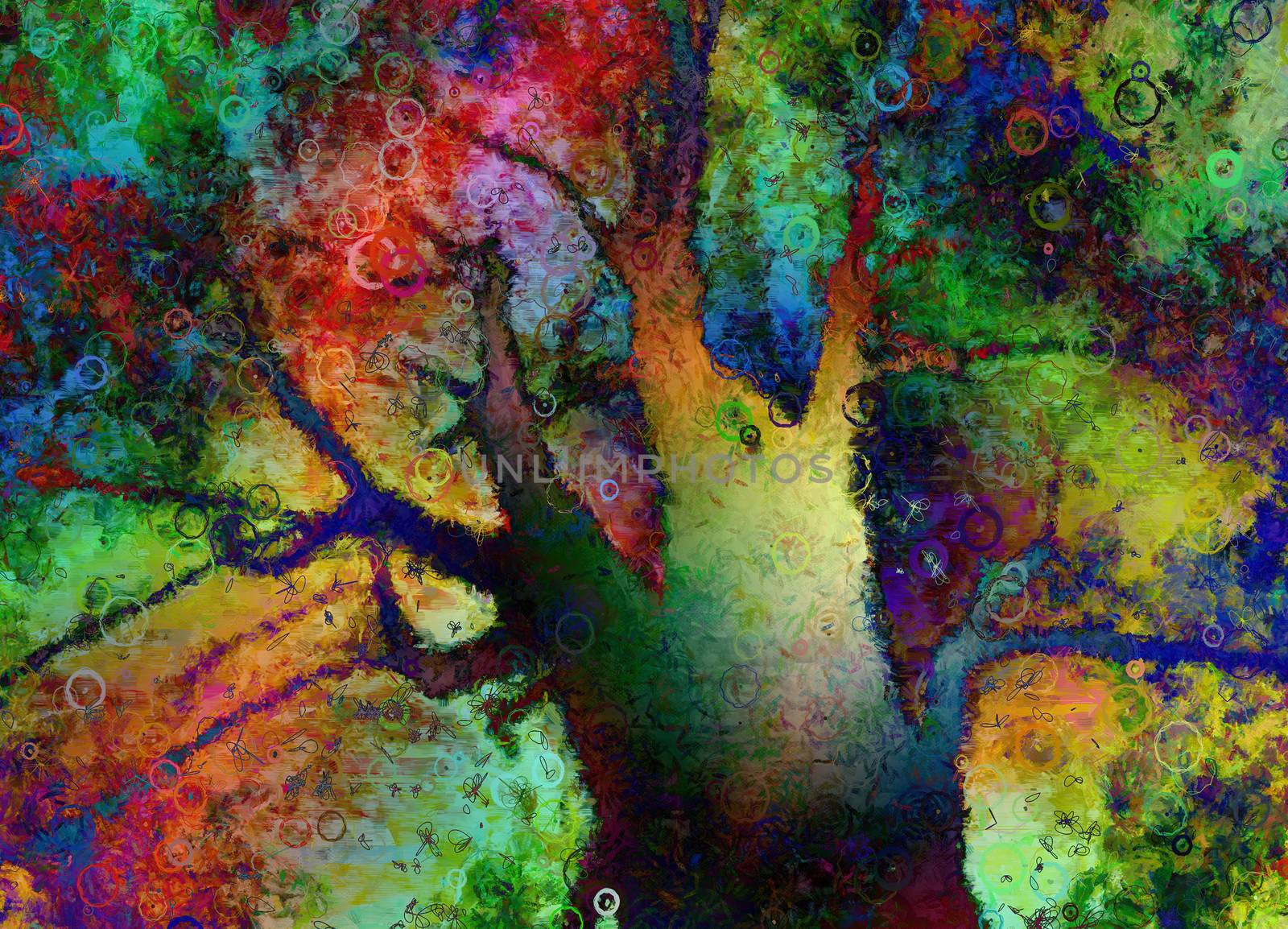 Colorful Abstract Tree. 3D rendering.