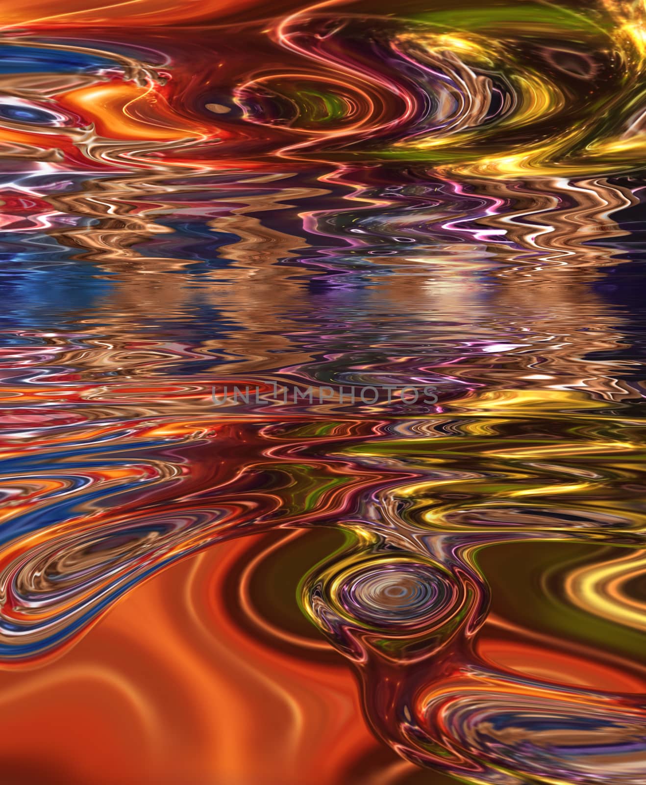 Colorful Water Ripples. 3D rendering