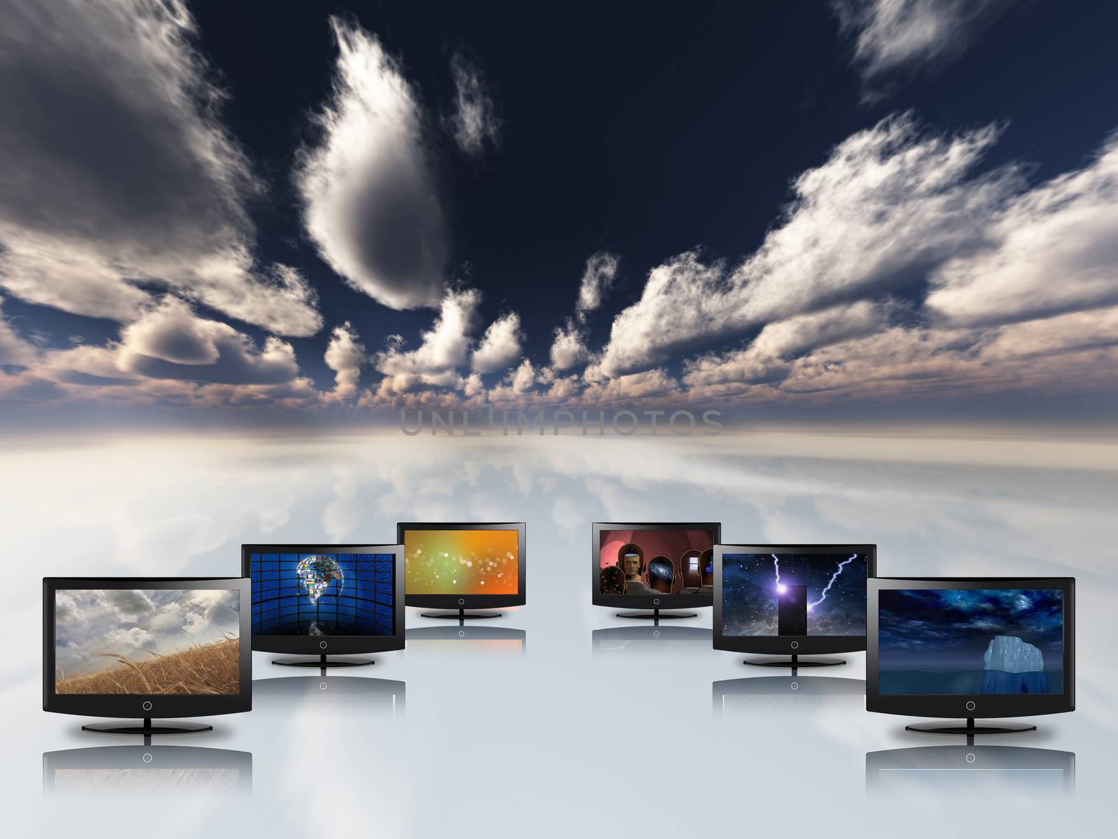 Monitors or Television with sky by applesstock