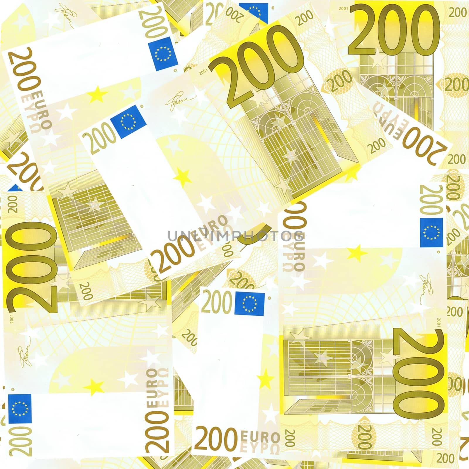 200 Euro Banknotes overlaps each others