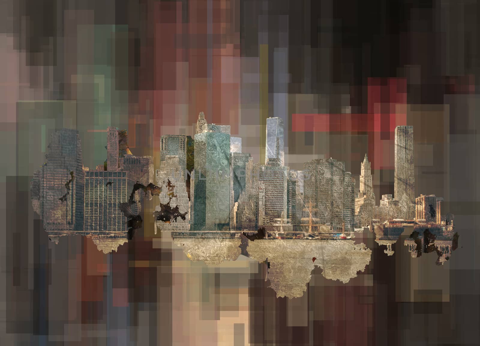 New York on abstract background.