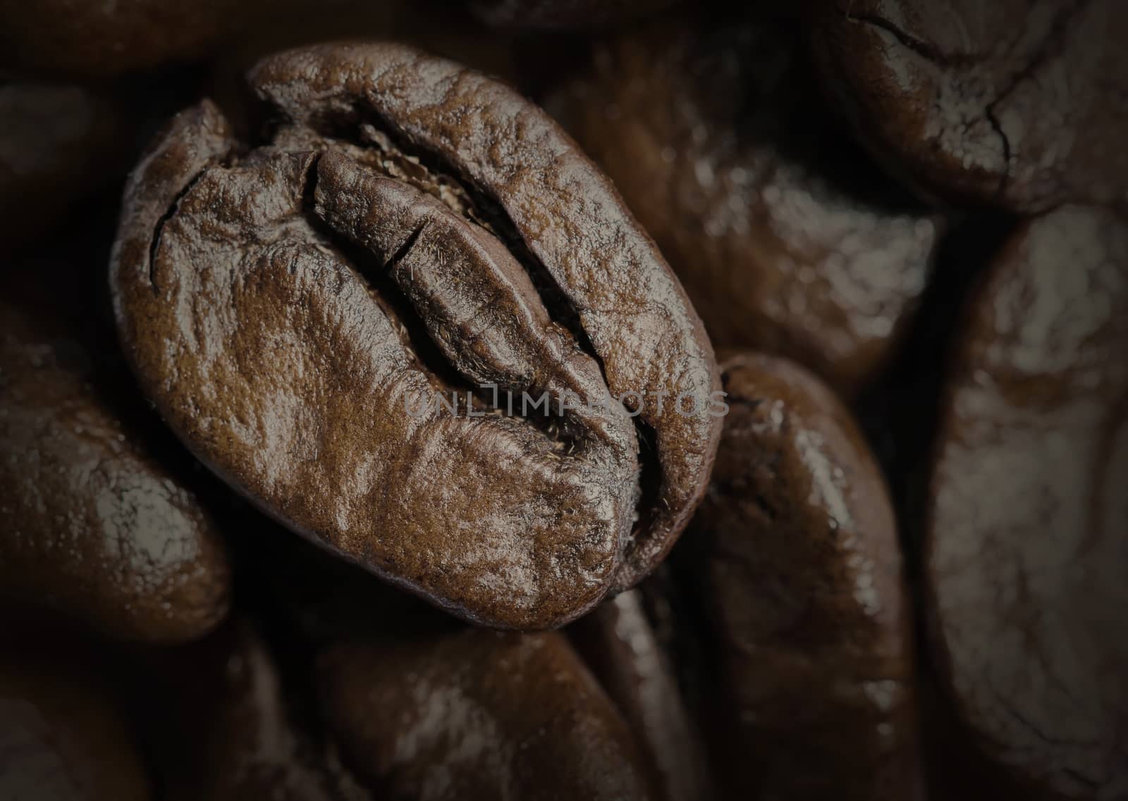 Macro coffee beans texture background by Myimagine