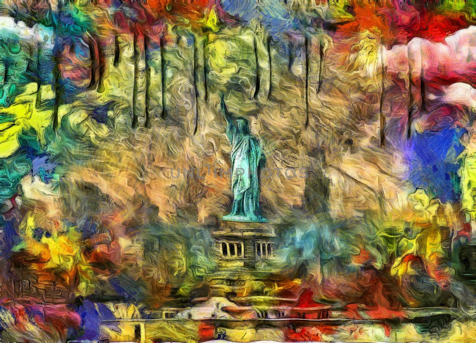 Modern painting. Liberty statue.