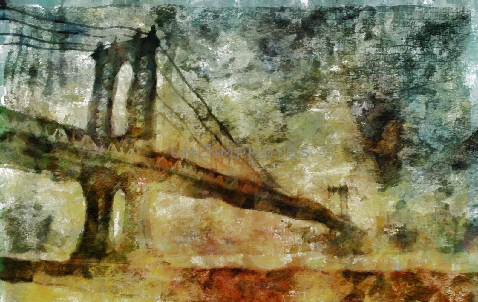 Oil on canvas. New York. Manhattan bridge