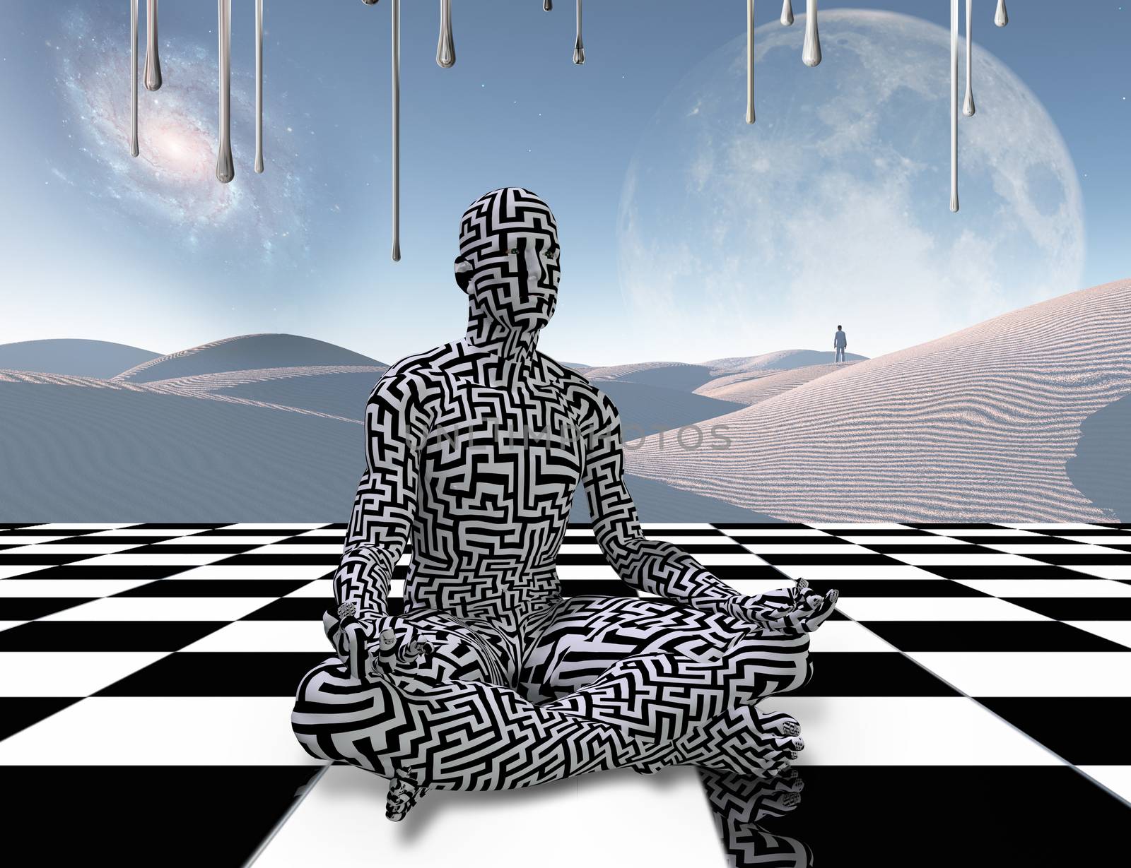 Meditation on a chessboard by applesstock