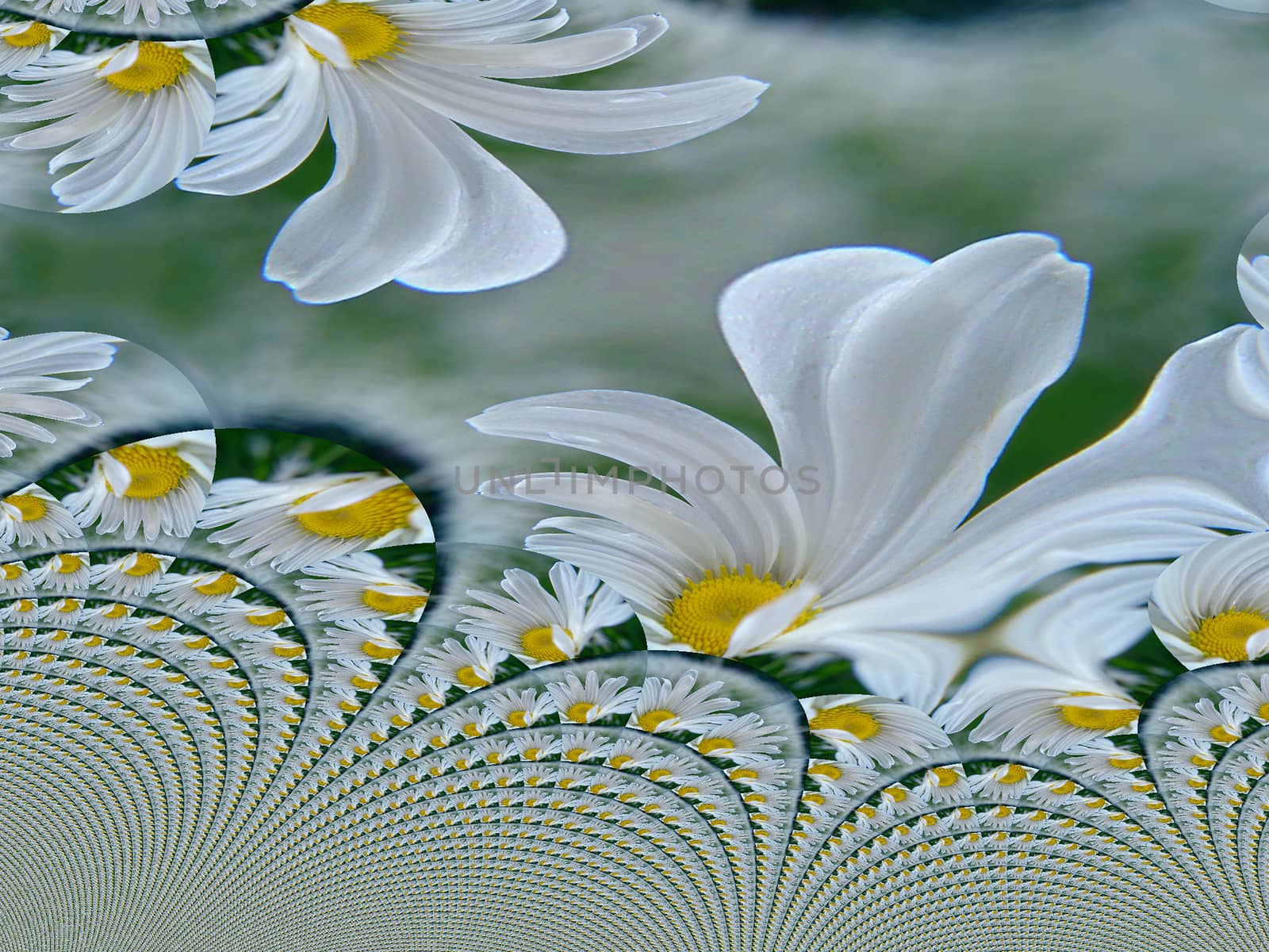 Flower fractal. Camomile field.