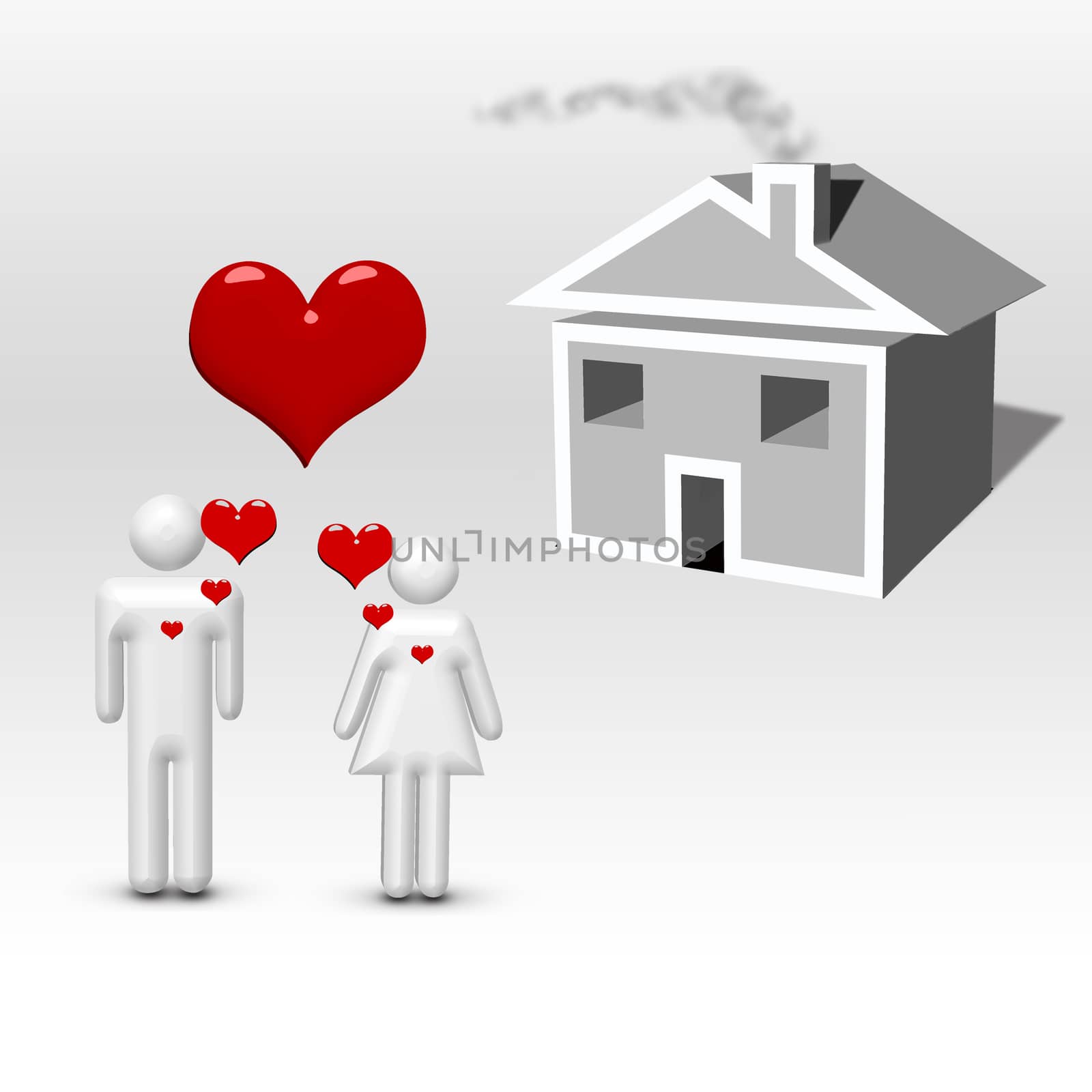 Love couple and home signs