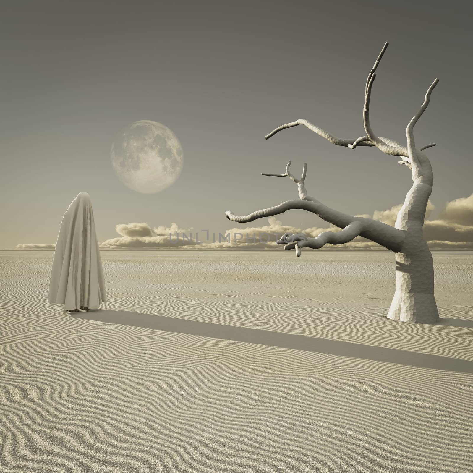 Surreal white desert by applesstock