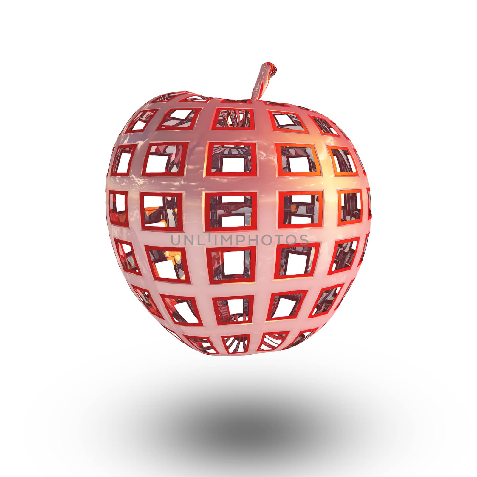 3D rendered Apple. White background