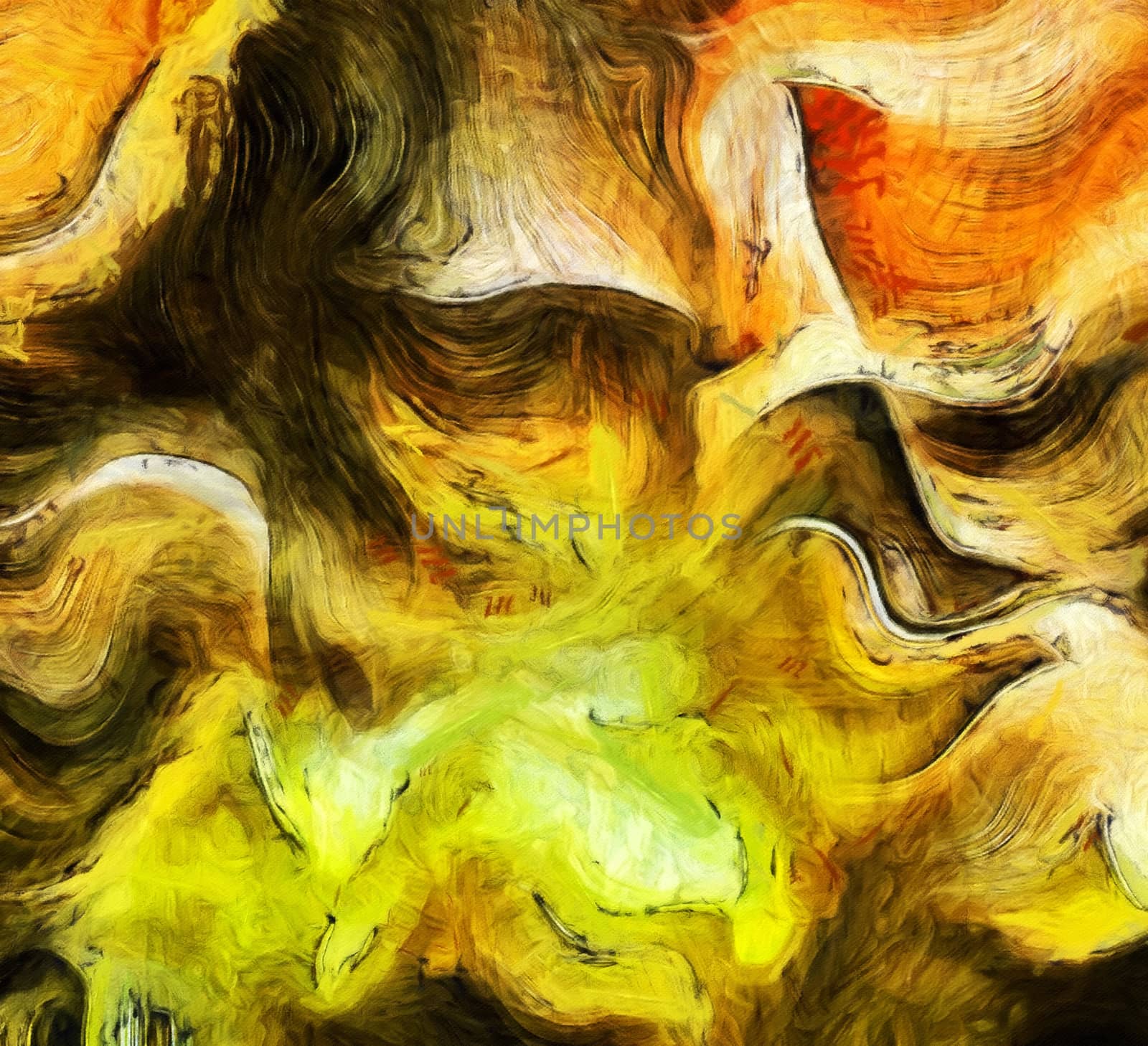 Yellow Abstract Painting by applesstock