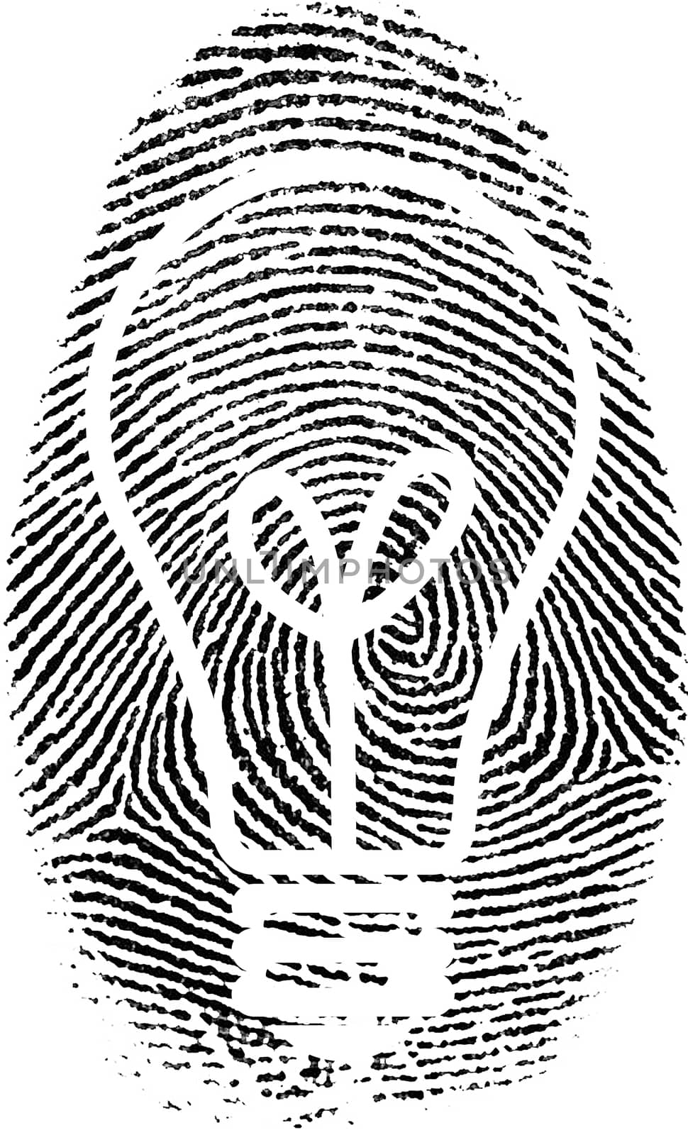 Fingerprint with light bulb silhouette inside by applesstock