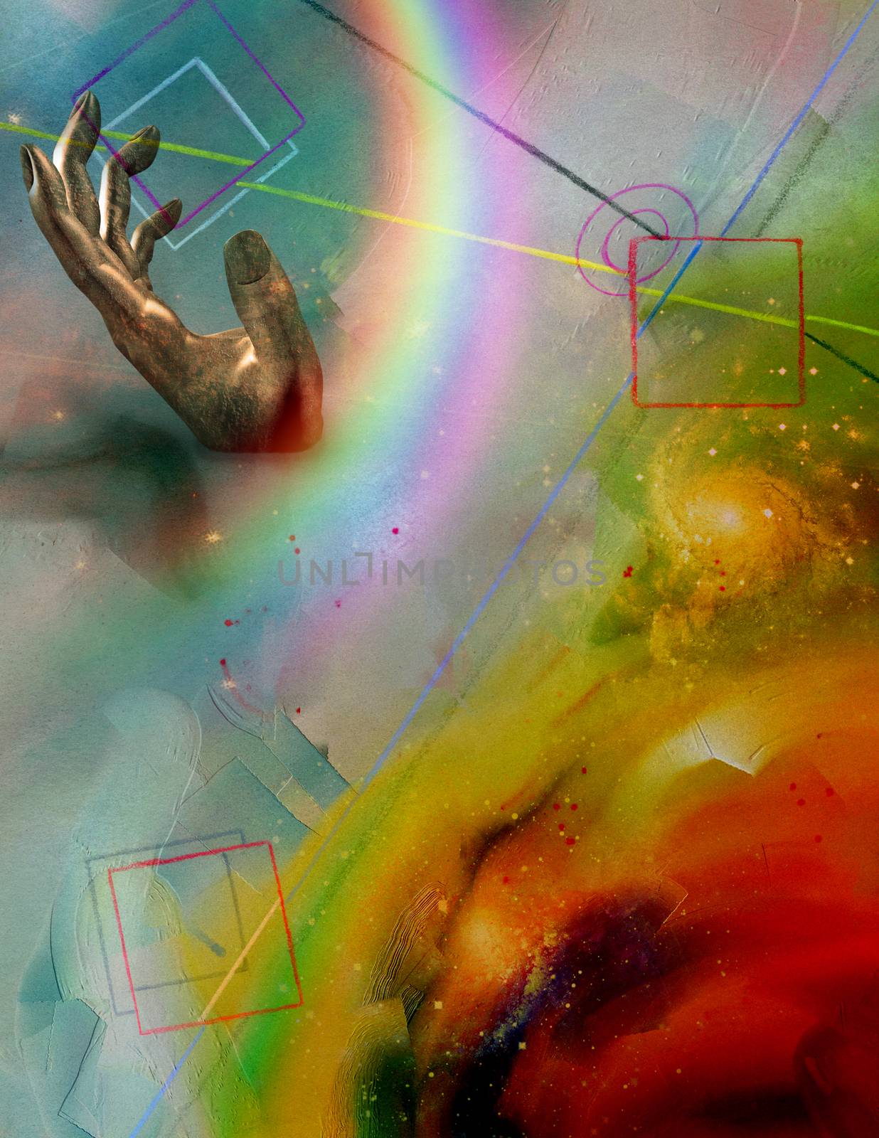 Futurism Abstract, Rainbow in hand
