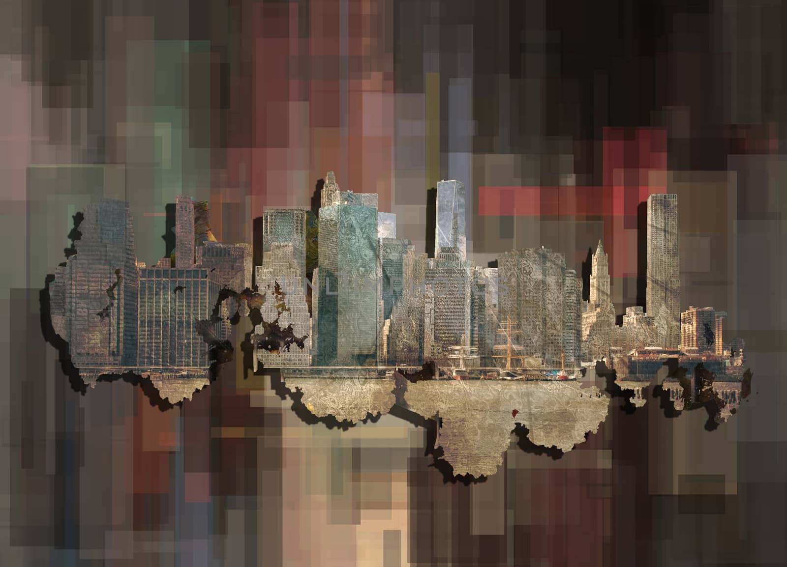 New York on abstract background.