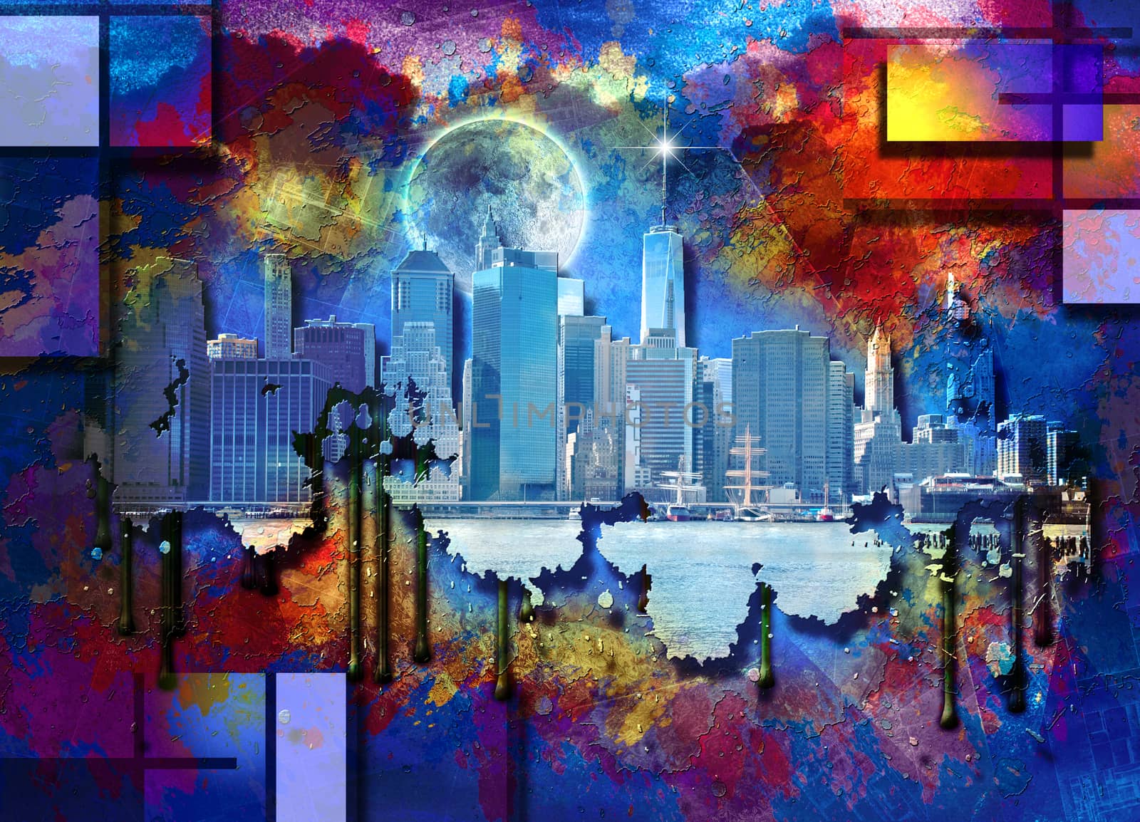 New York Skyline Modern Art Background