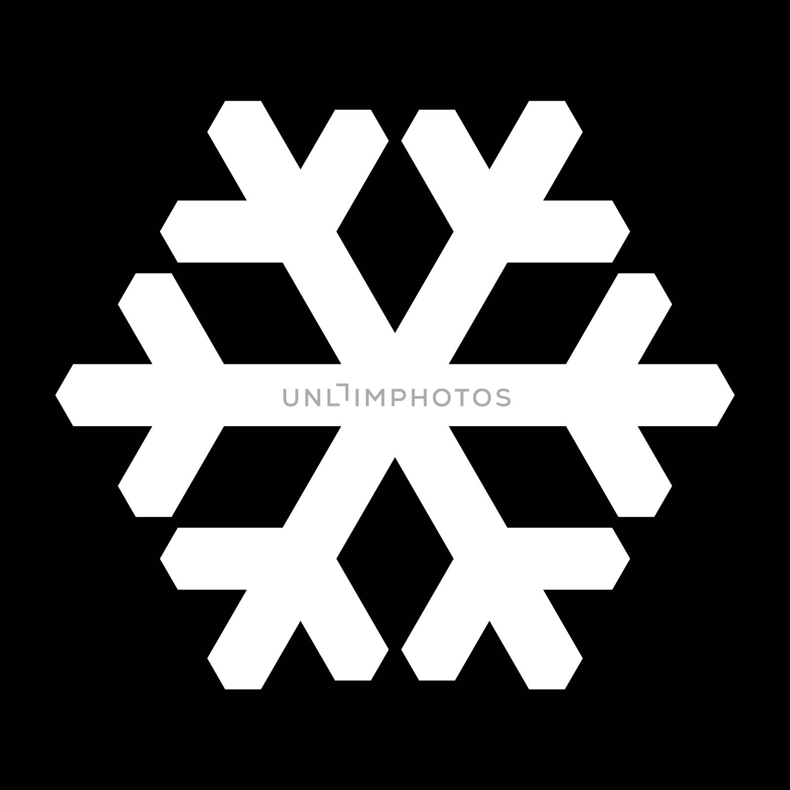 Snowflake. Black and white graphical symbol.
