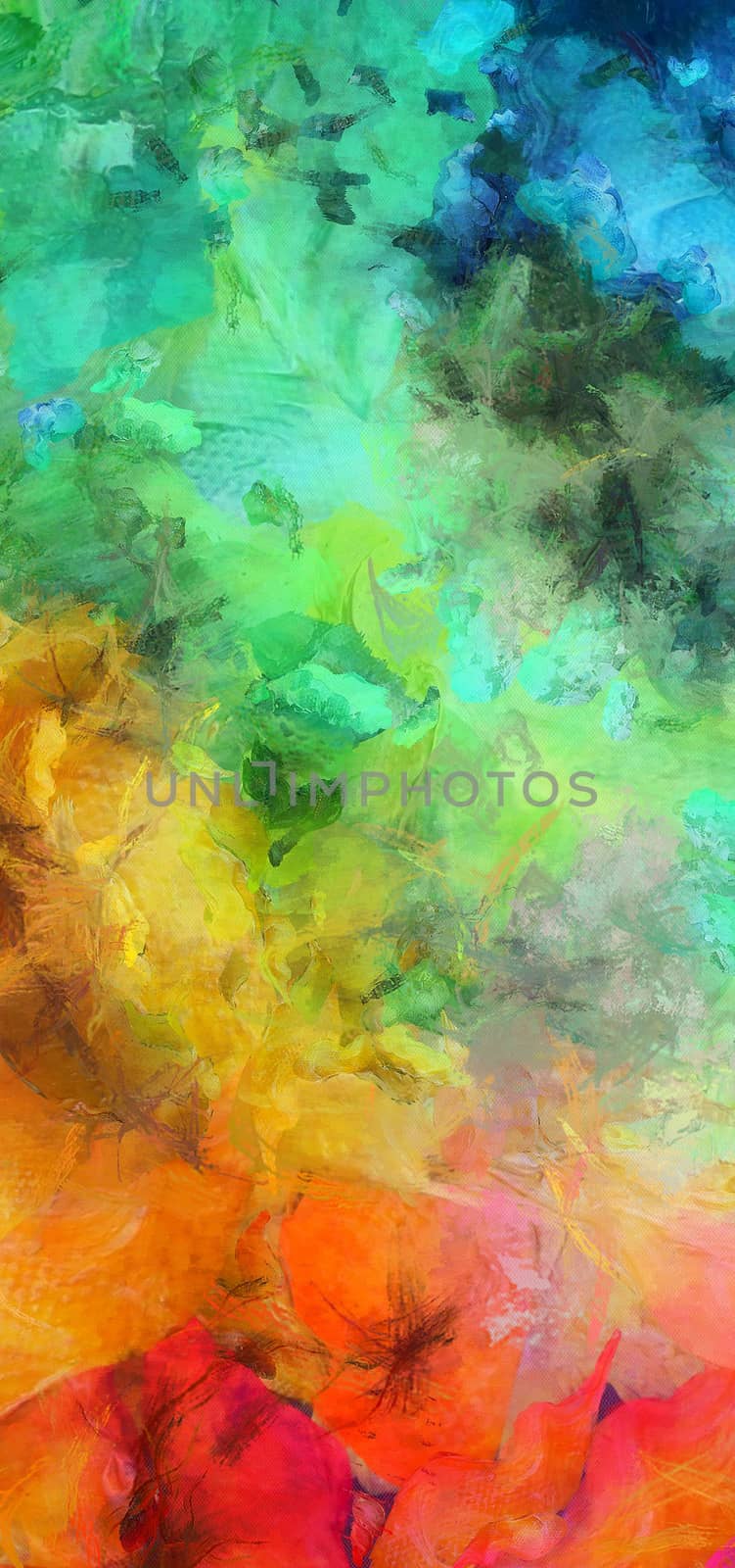 Bright Colorful Abstract Painting. Wide Brush strokes. 3D rendering