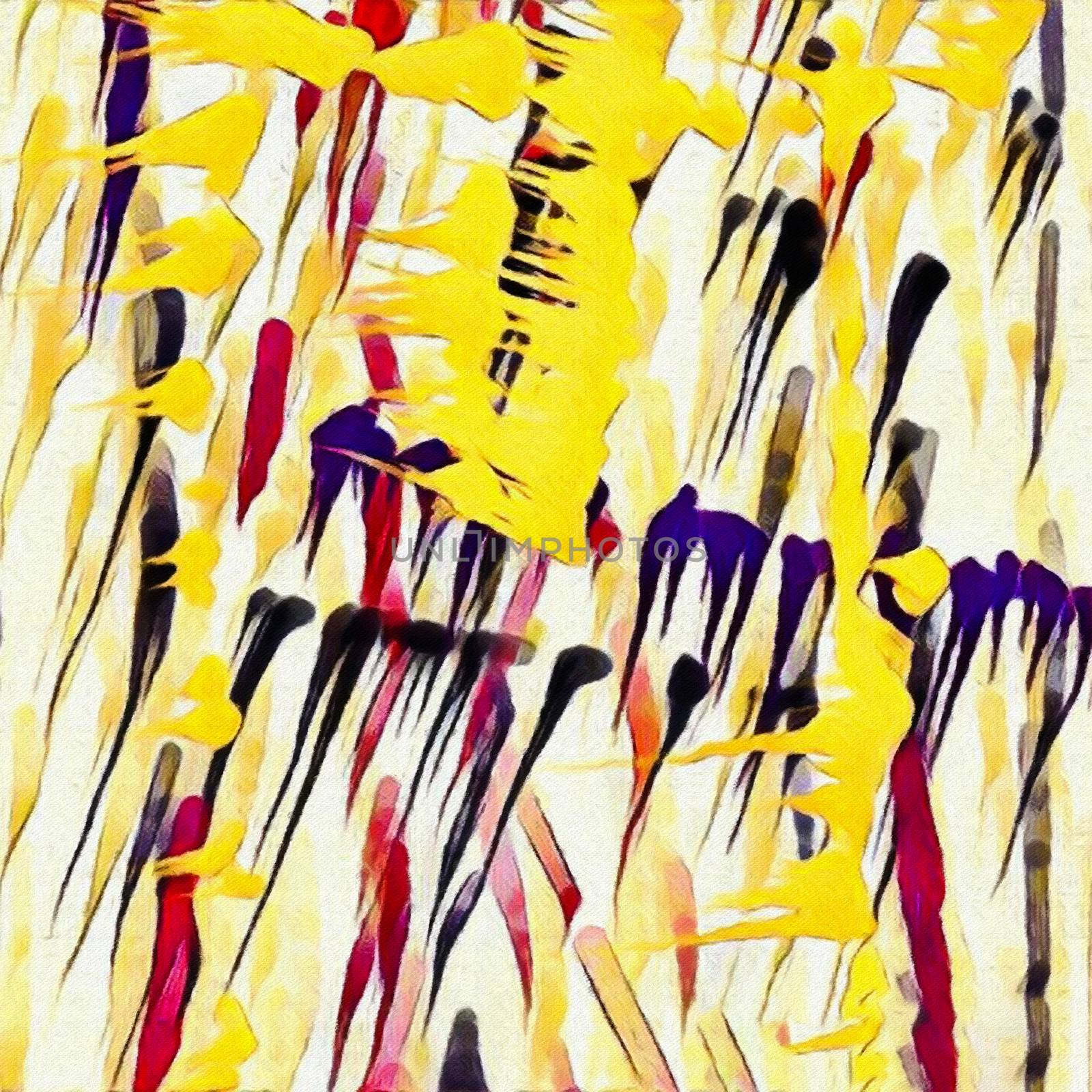 Abstract painting. Paint Drops and Brush strokes