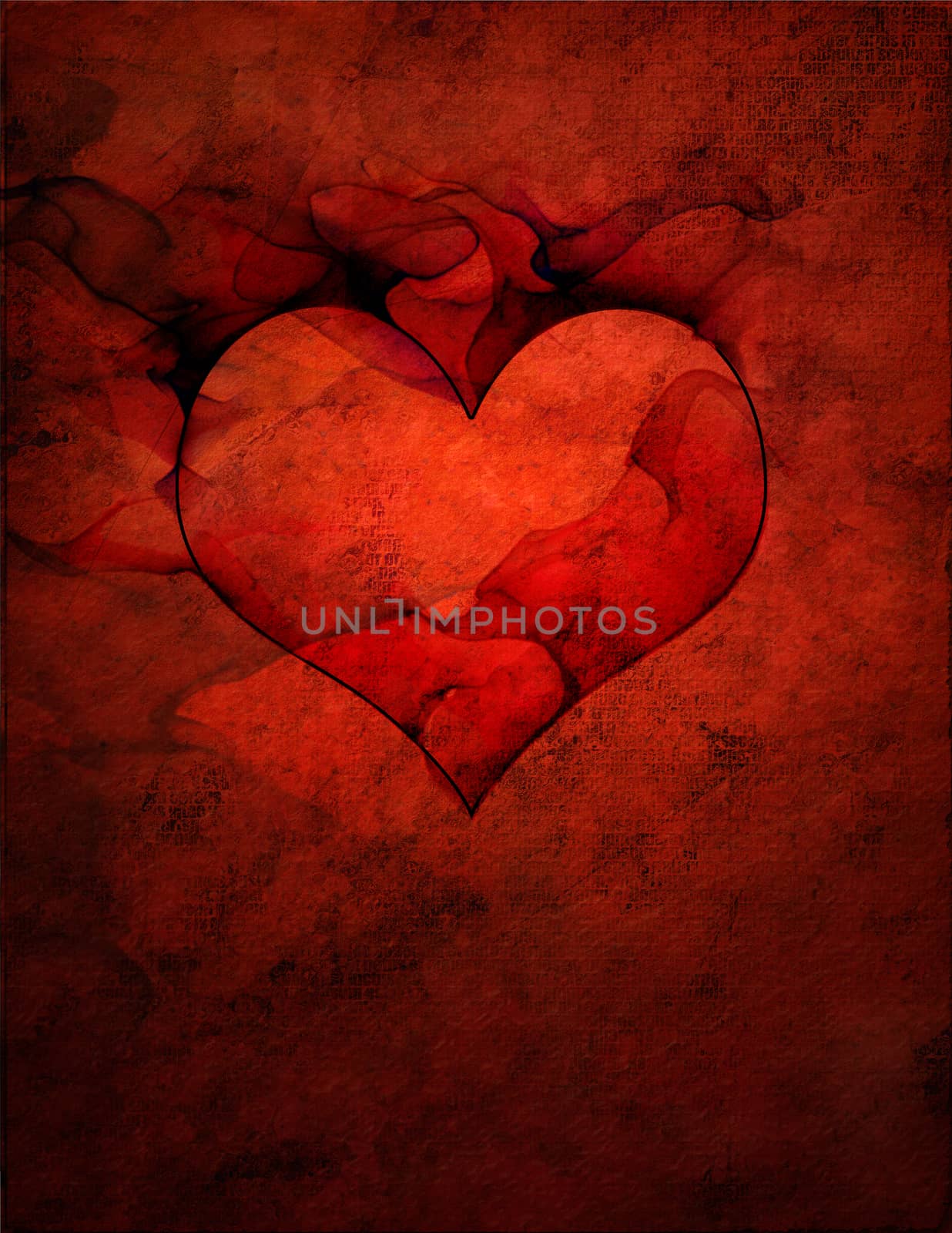 Heart shape on red background. 3D rendering.