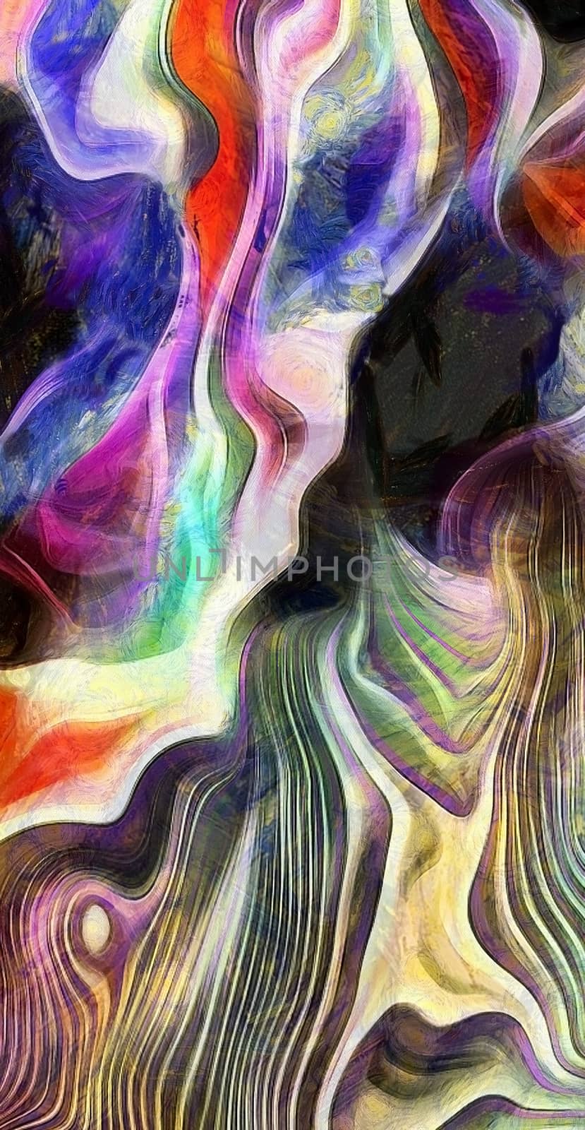 Abstract of colors and lines. Purple is main color. 3D rendering.