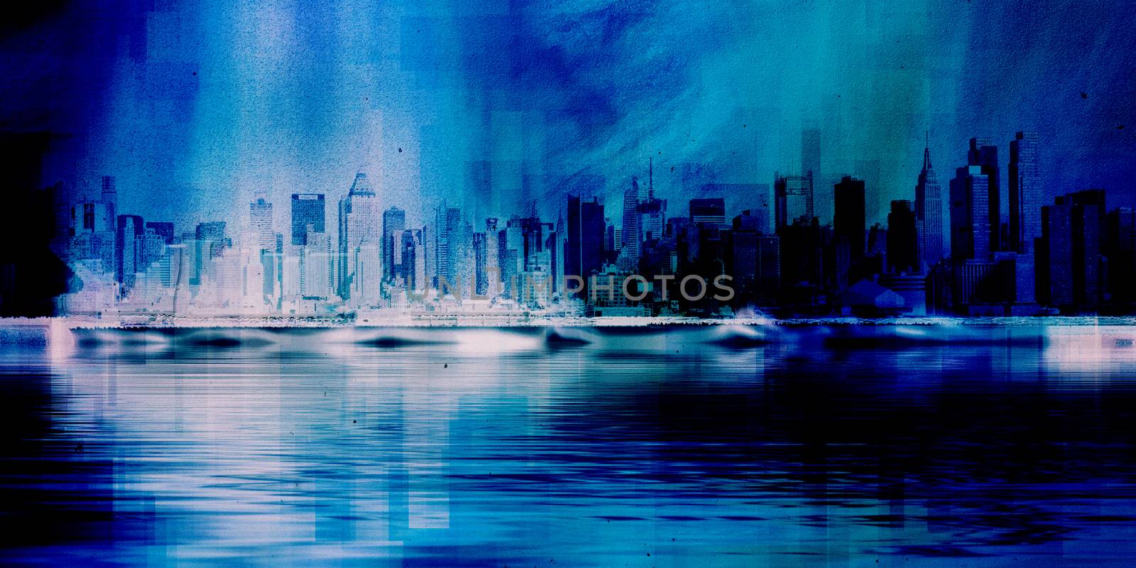 New York skyline 3D Rendering