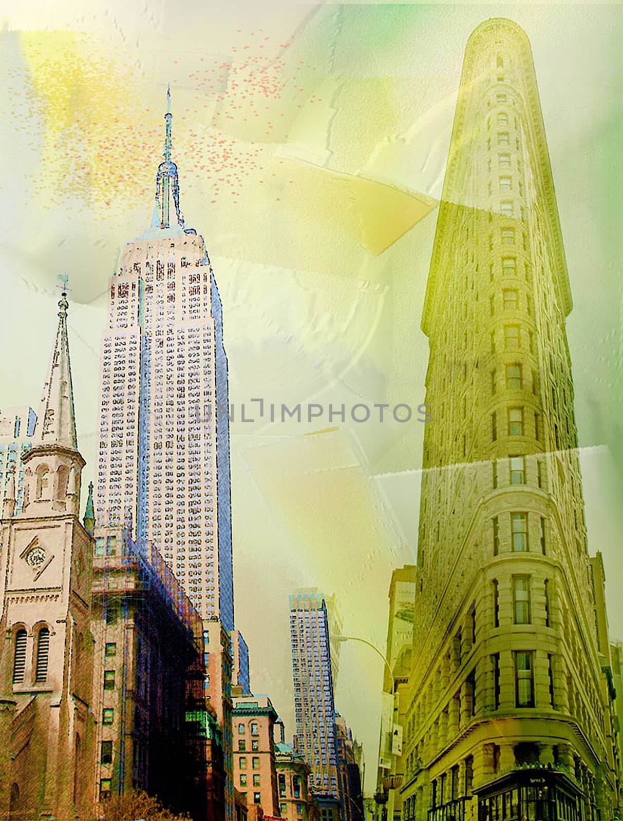 Manhattan Downtown. Abstract colors. 3D rendering