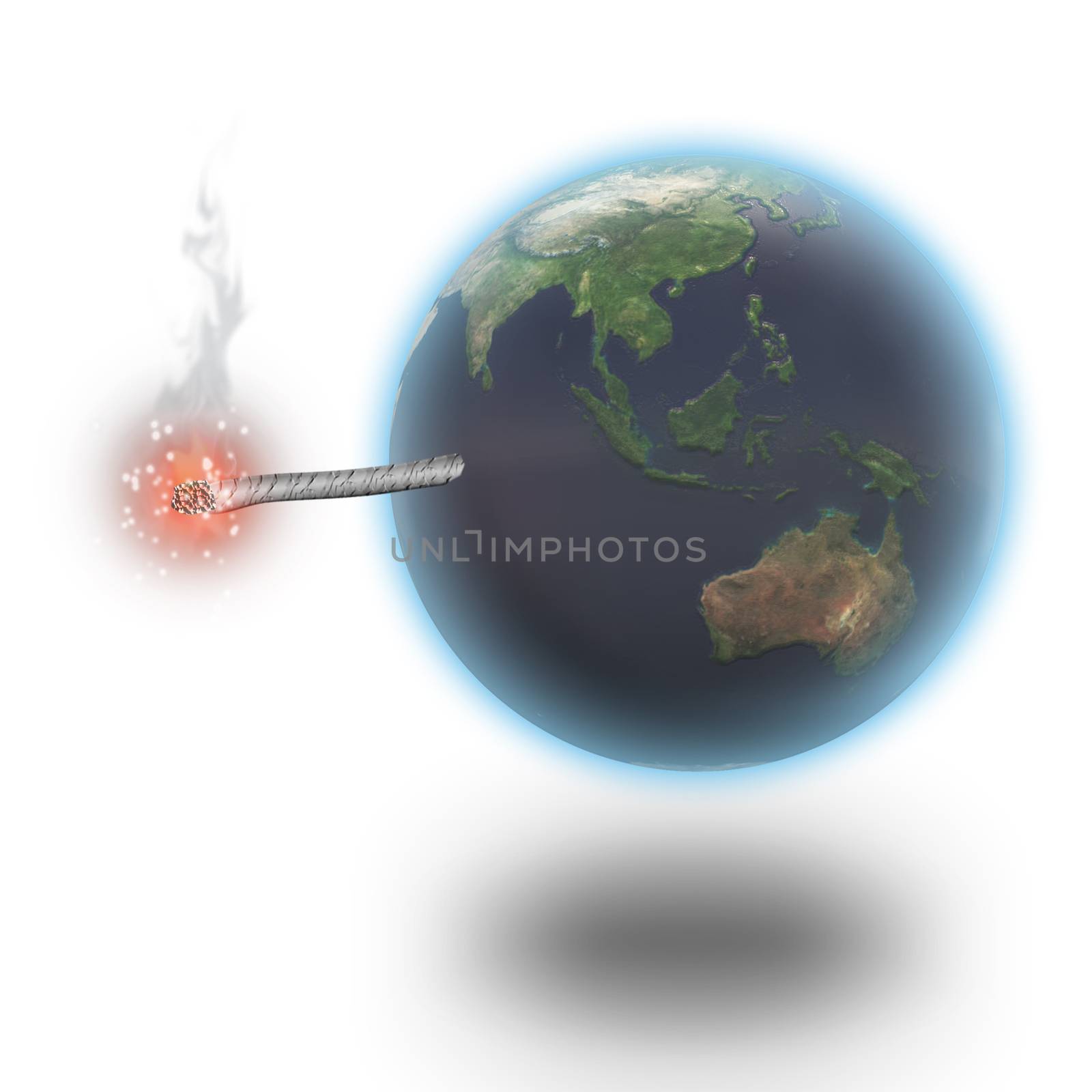 Planet Earth like a bomb with a wick. 3D rendering