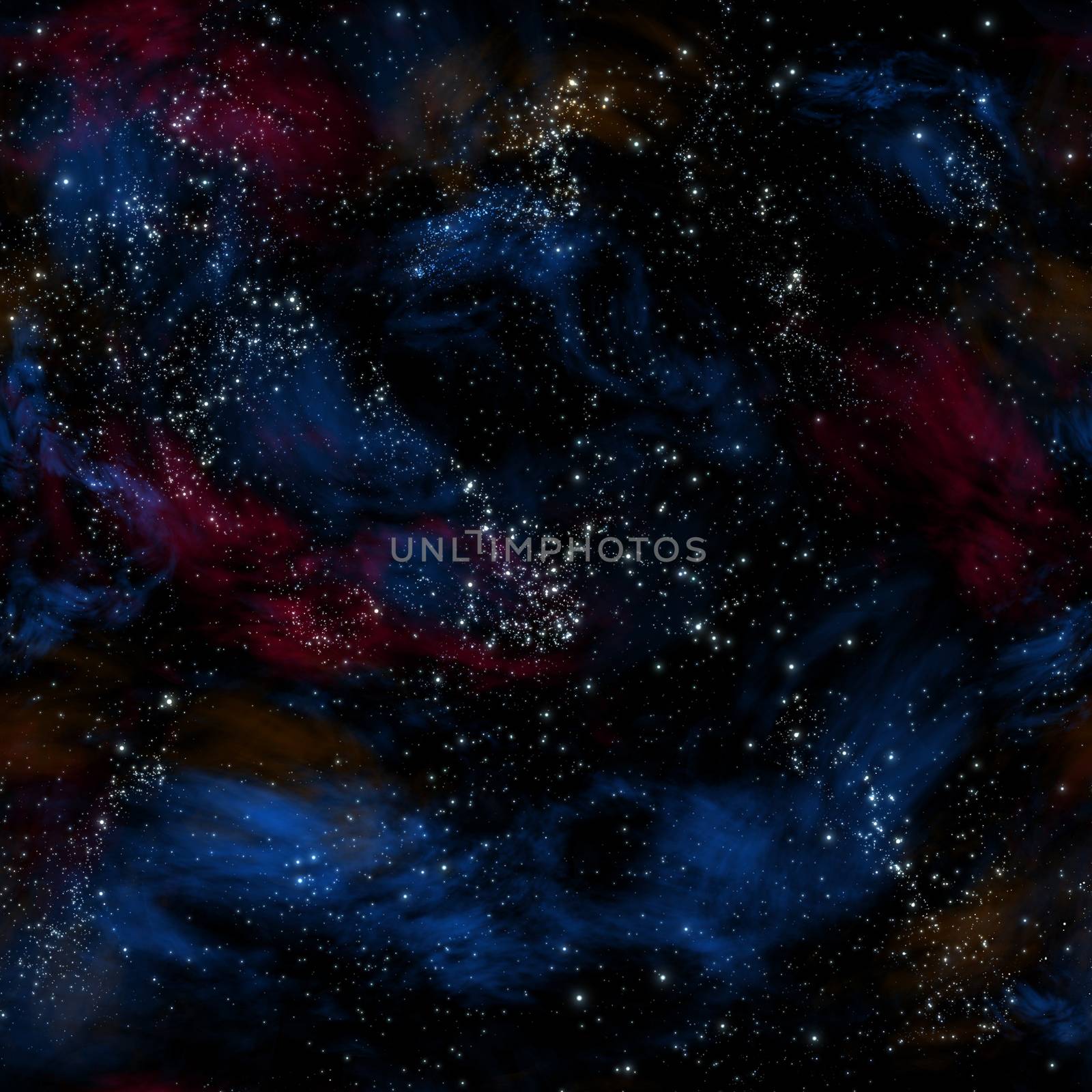 Bright stars and colorful clouds. 3D rendering