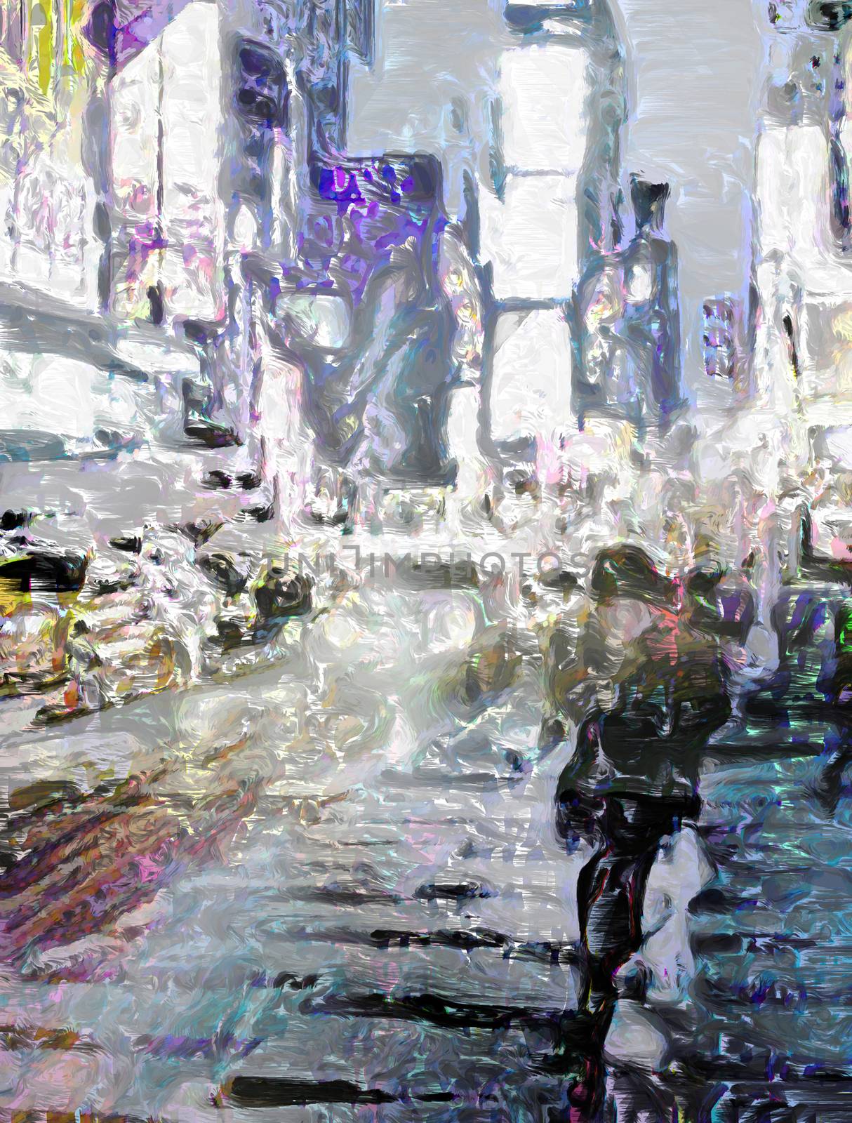 NYC Times Square. Blur. 3D rendering.