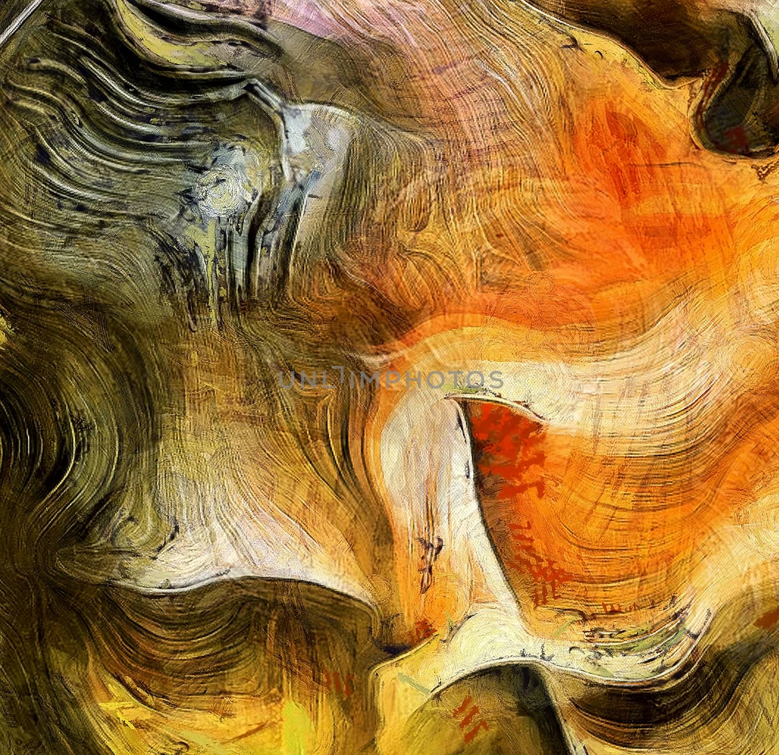 Yellow Brown Abstract Painting. 3D rendering