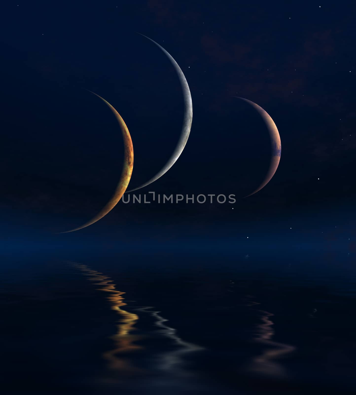 Three Moons and Quiet Sea
