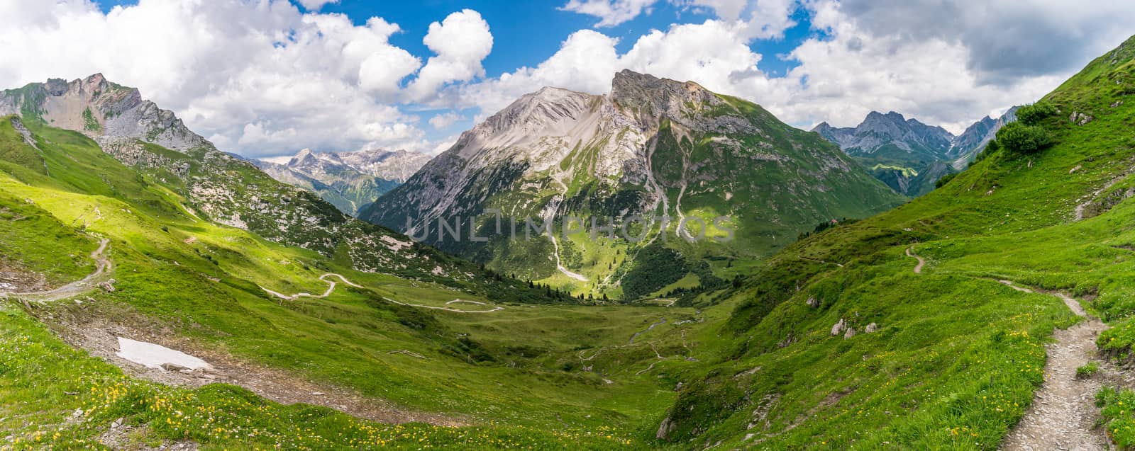 Fantastic hike in the Lechquellen Mountains in Vorarlberg Austria near Lech, Warth, Bludenz