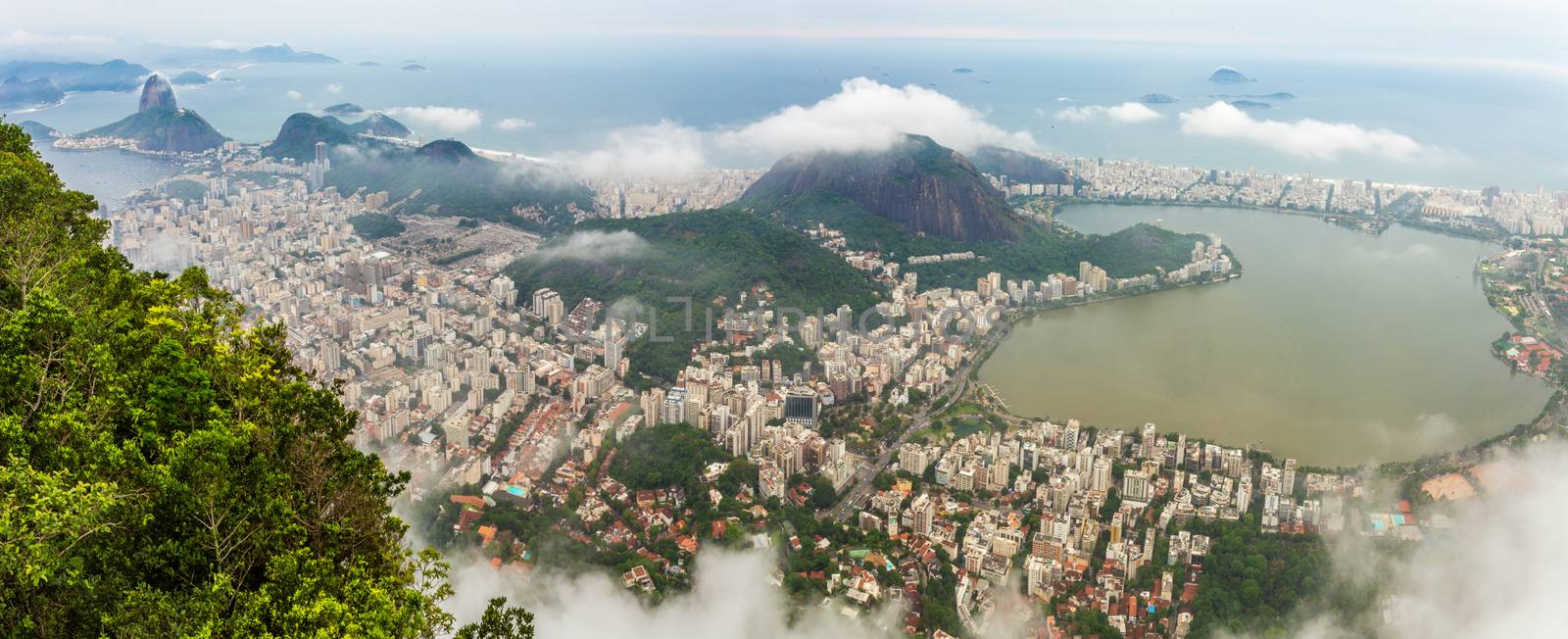 Rio city center downtown panorama with coastline, Rio de Janeiro by ambeon