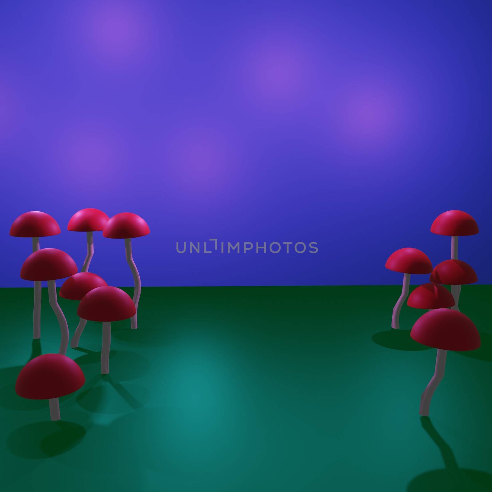 Close-up of a cartoon mushroom on a pastel background - 3d rendering. Volumetric illustration. Background for a postcard, desktop, billboard, announcement