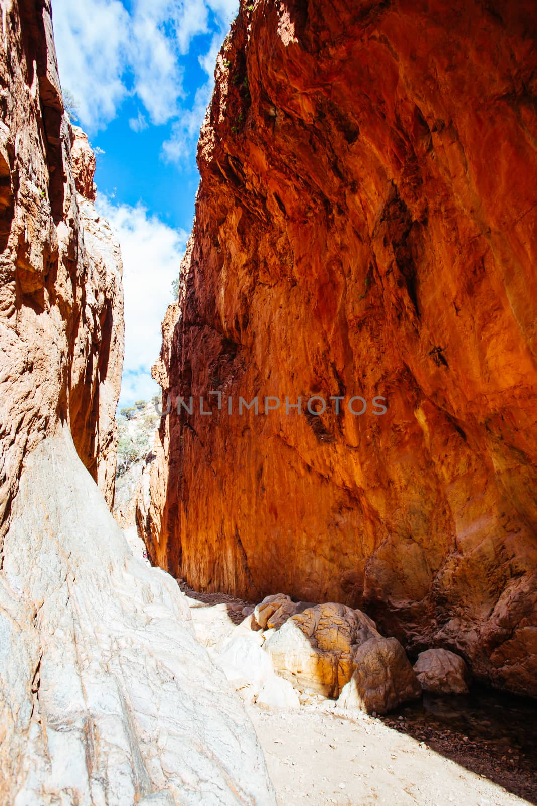 The iconic Standley Chasm and its fascinating rock formations in MacDonnell Ranges National Park, near Alice Springs in the Northern Territory, Australia