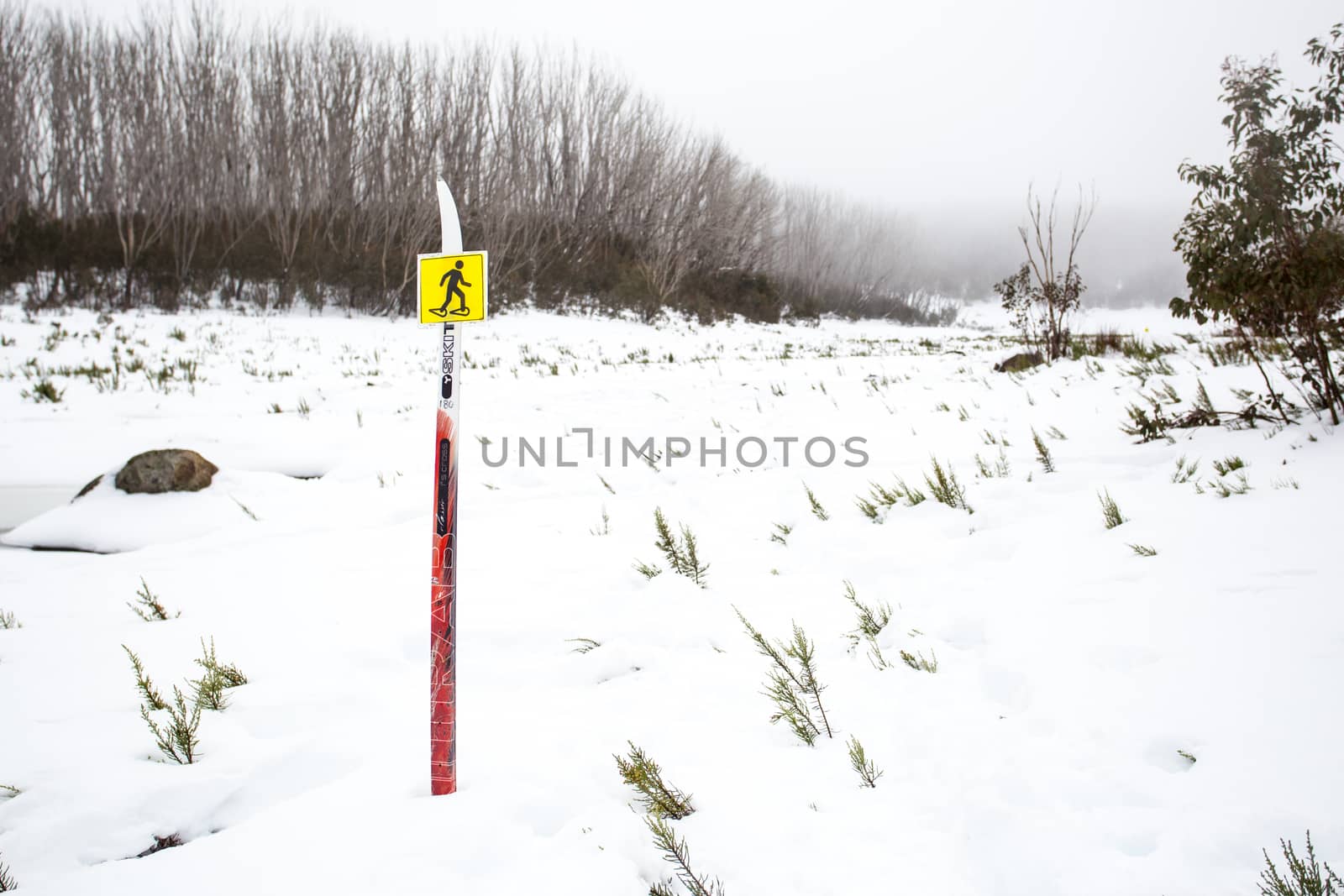 Lake Mountain, Australia - August 5 2014: A trail sign at Lake Mountain in Victoria, Australia