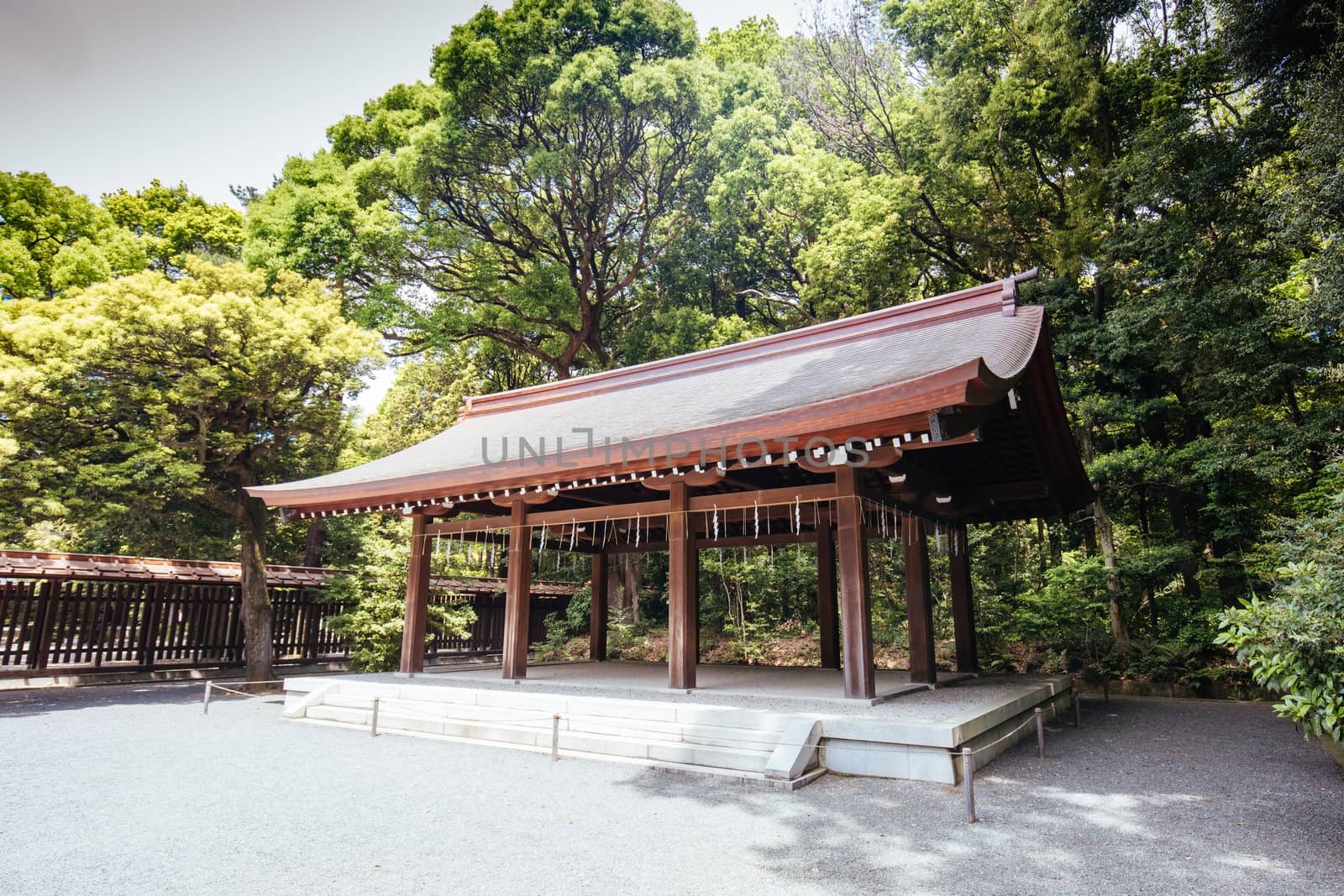 Tokyo, Japan - May 11 2019: Meji-jingu Gyoen and Shrine is a popular tourist attraction in Tokyo near Harajuku in Tokyo, Japan