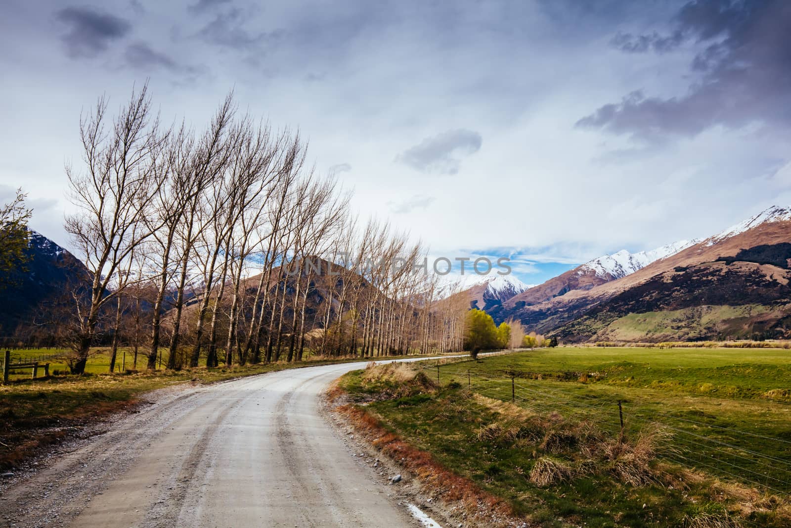 Stunning mountain landscape in an area known as 'Middle Earth' between Paradise and Glenorchy in New Zealand