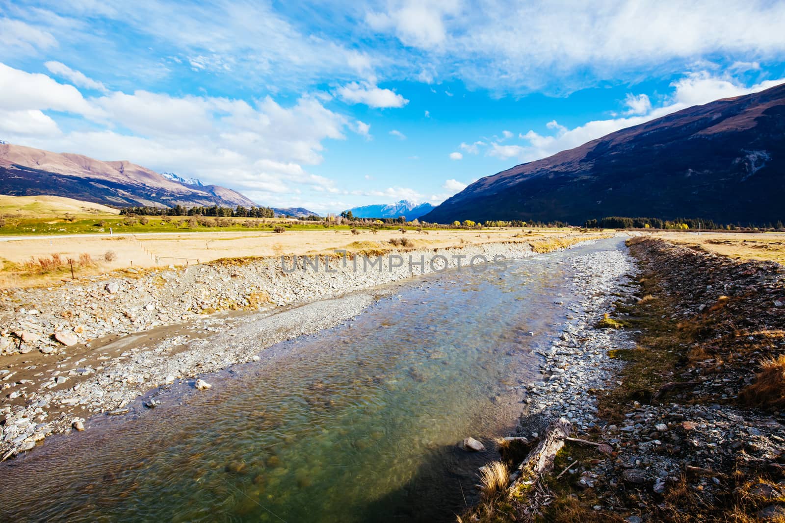 Stunning mountain landscape in an area known as 'Middle Earth' between Paradise and Glenorchy in New Zealand