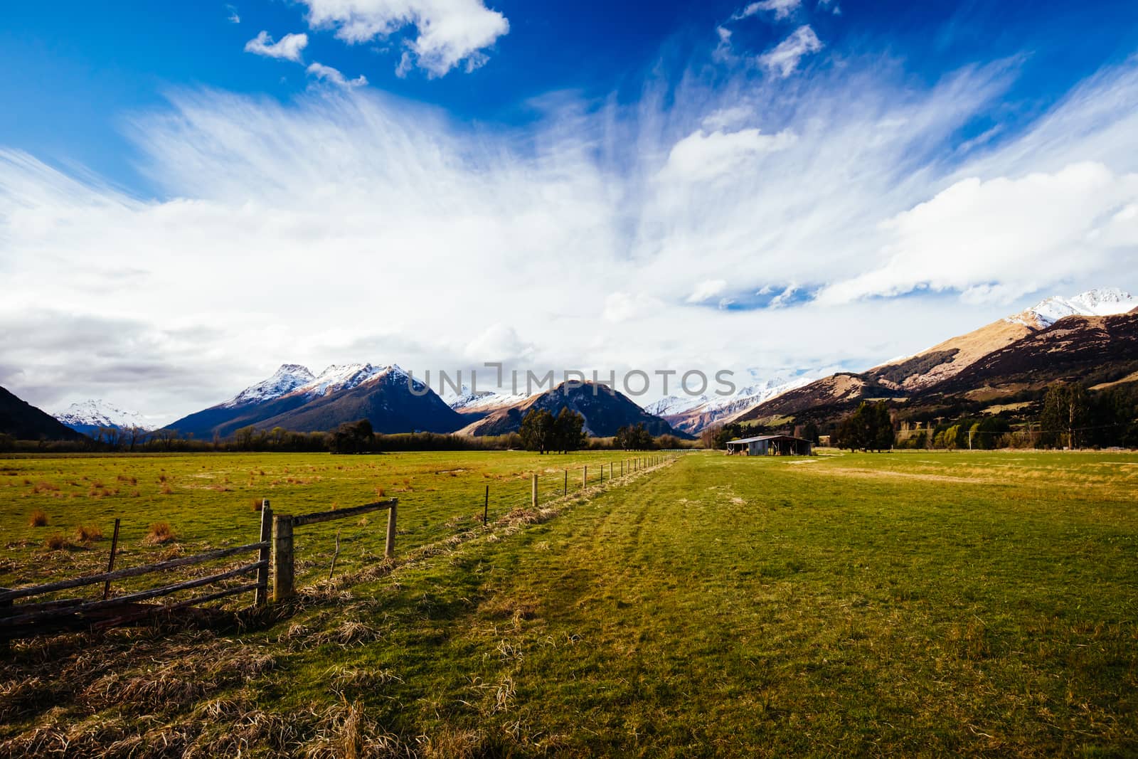 Stunning mountain landscape in an area known as 'Middle Earth' between Paradise and Glenorchy in New Zealand