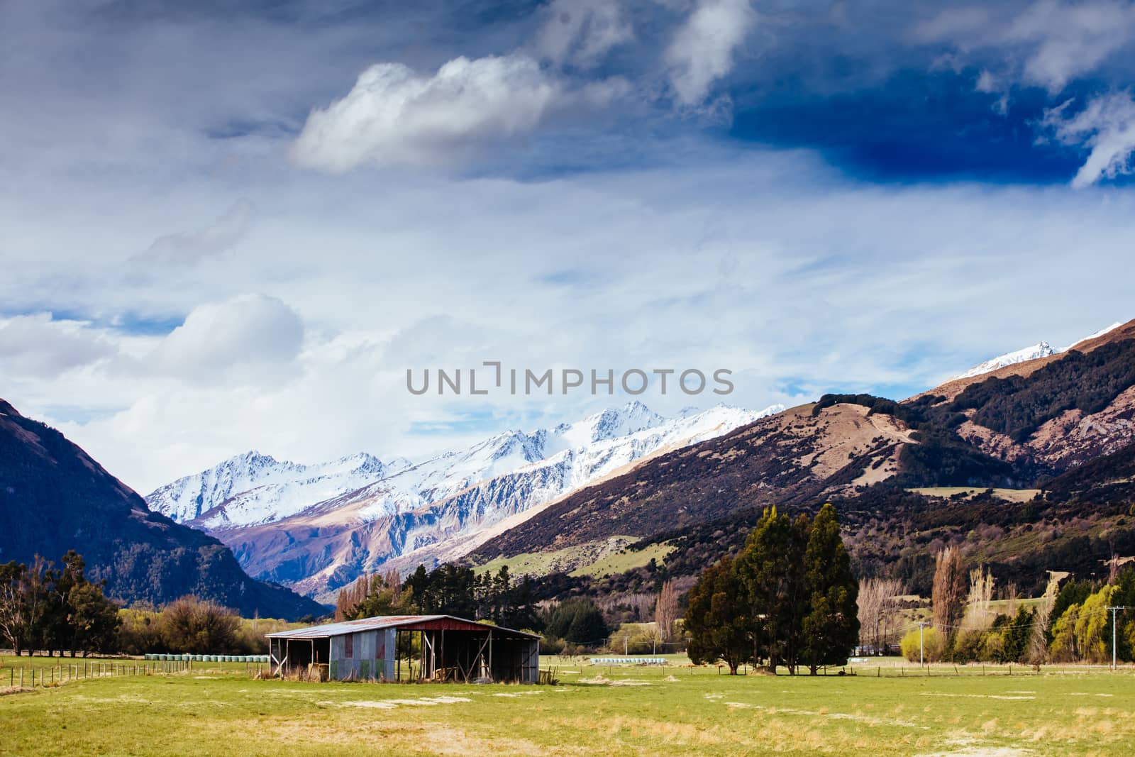 Stunning mountain landscape in an area known as 'Middle Earth' between Paradise and Glenorchy in New Zealand