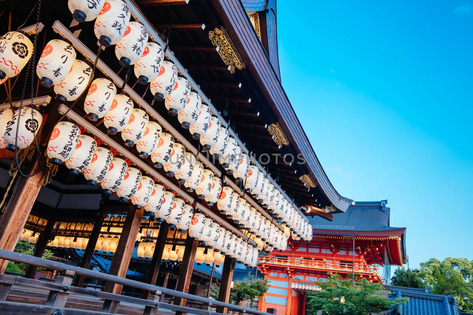 Kyoto, Japan - May 16 2019: Maidono at Yasaka-Jinja Shrine in Kyoto, Japan