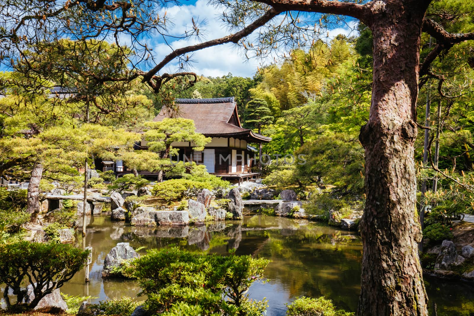 The stunning architecture and gardens at Silver Pavillion Ginkakuji temple in Kyoto, Japan