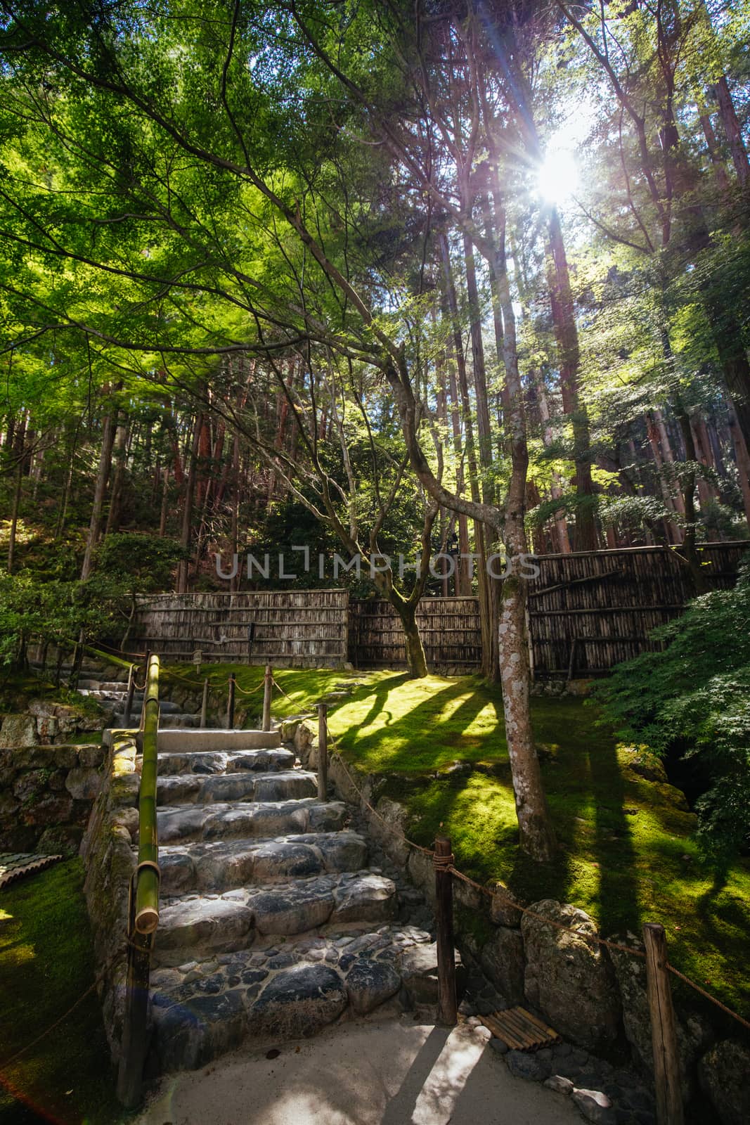 Walking path at Silver Pavillion Ginkakuji temple in Kyoto, Japan